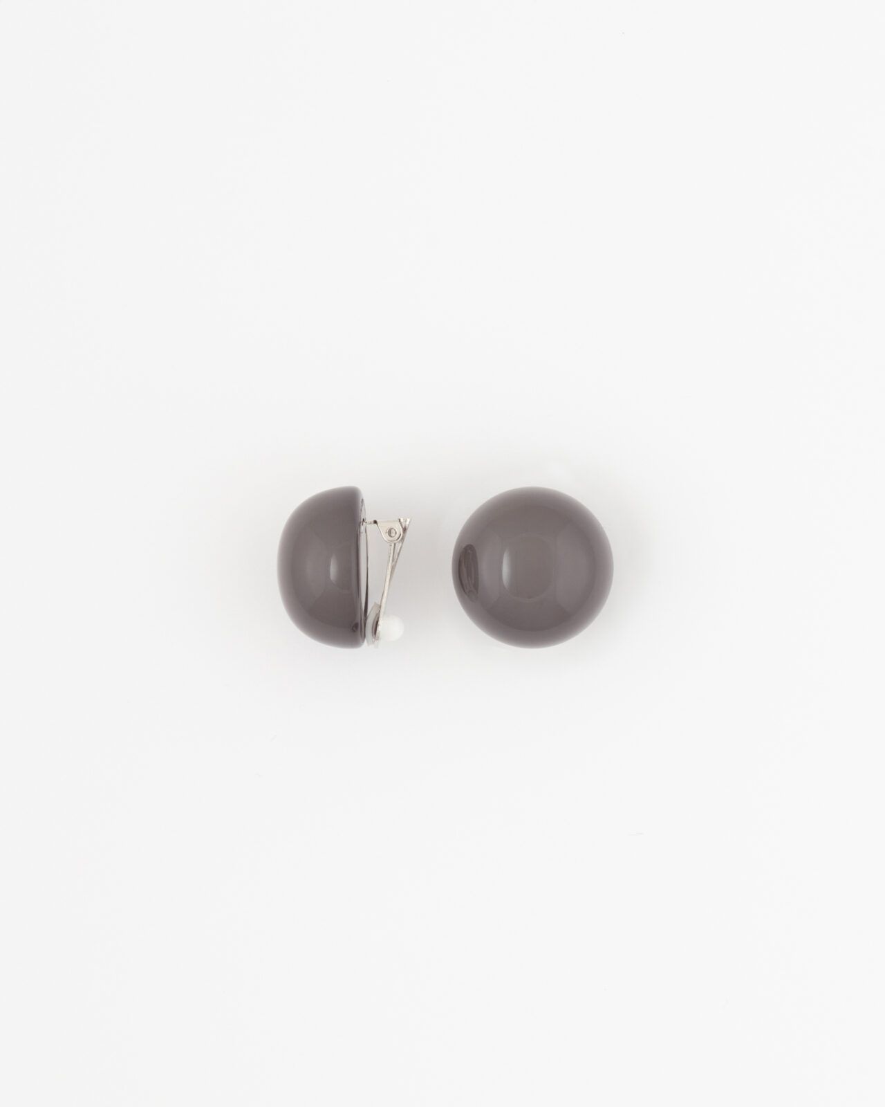 Orecchini Bottone mm 25 Clip Resina Grigio