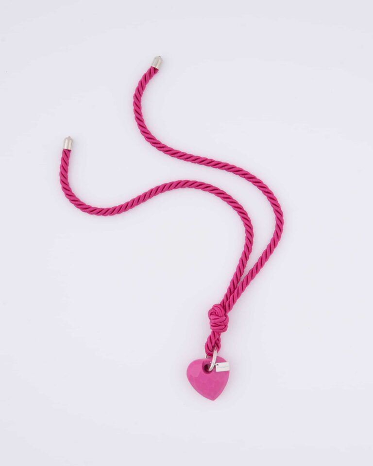 Collana con cordone e Cuore Medio Plastica Riciclata Rosa