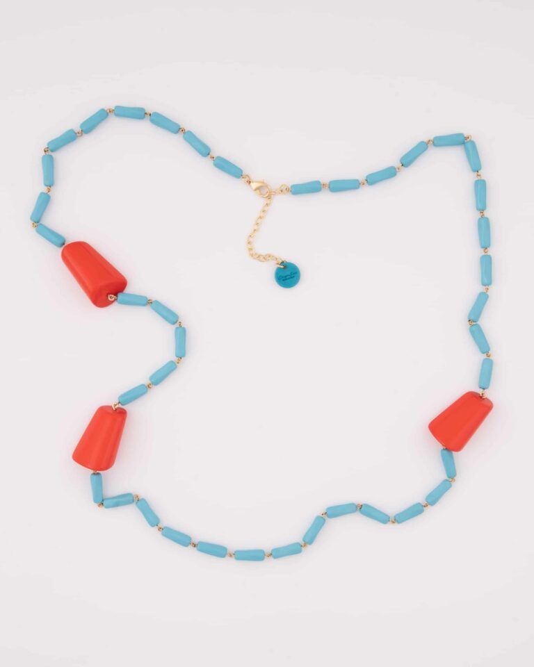 Collana lunga Turquoise and Coral