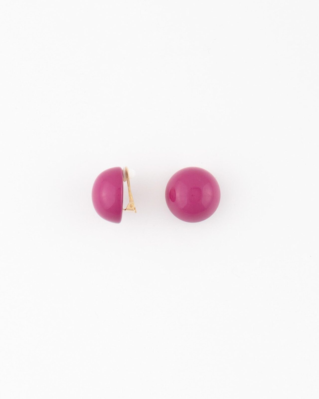 Orecchini Bottone mm 25 Clip Resina Fuxia