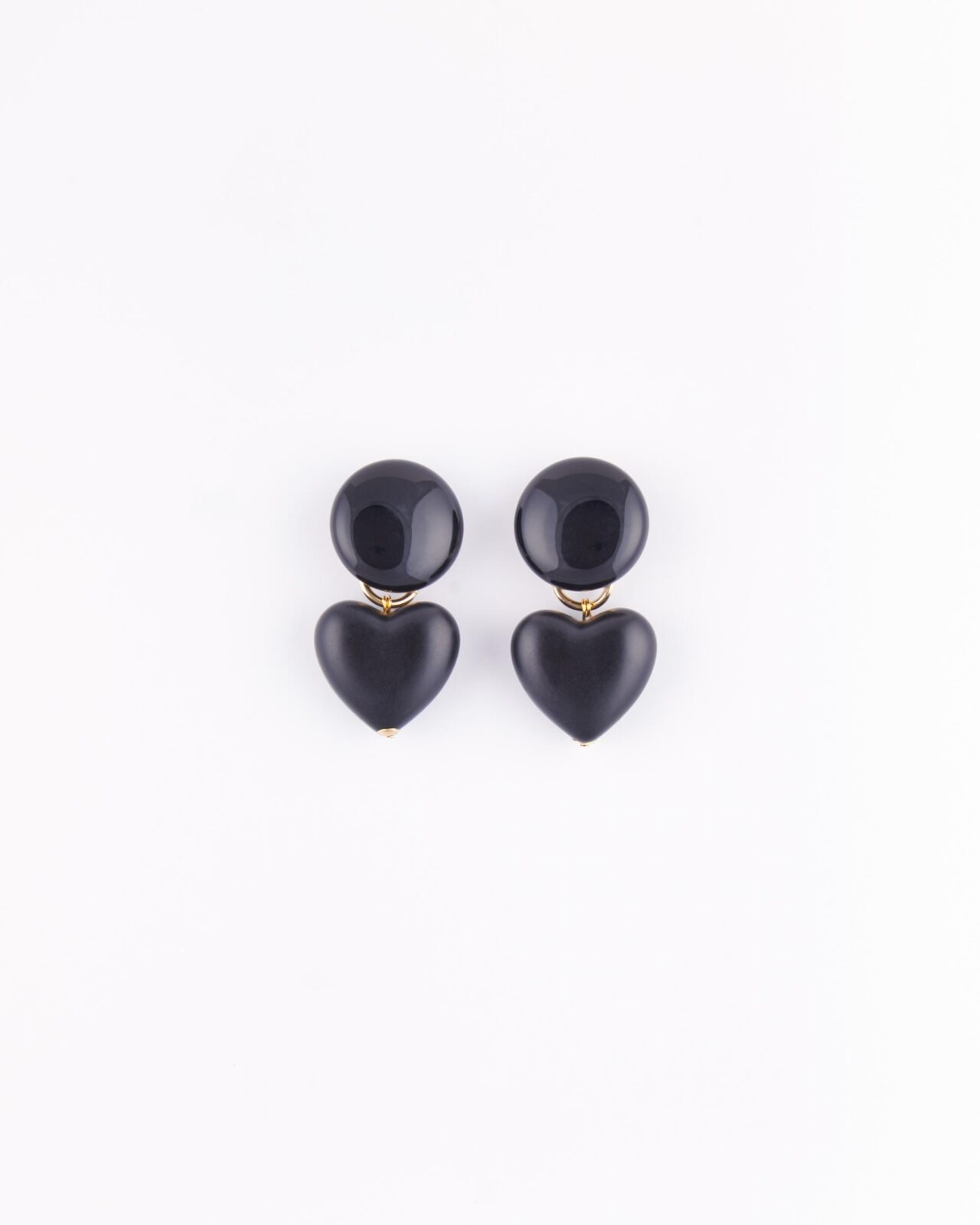 Orecchino Star & Heart Clip Pendente Cuore Ner
