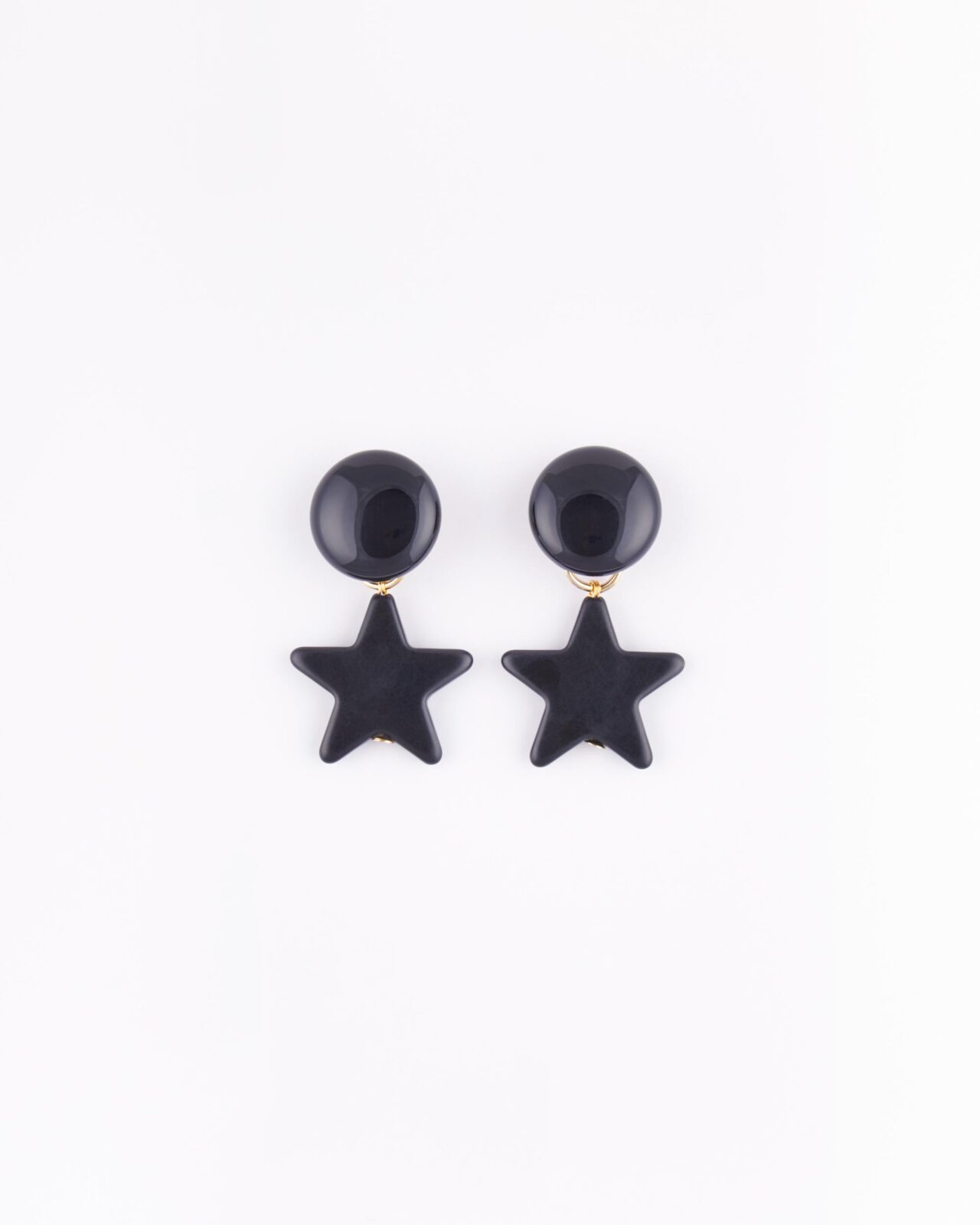 Orecchino Star & Heart Clip Pendente Stella Nero