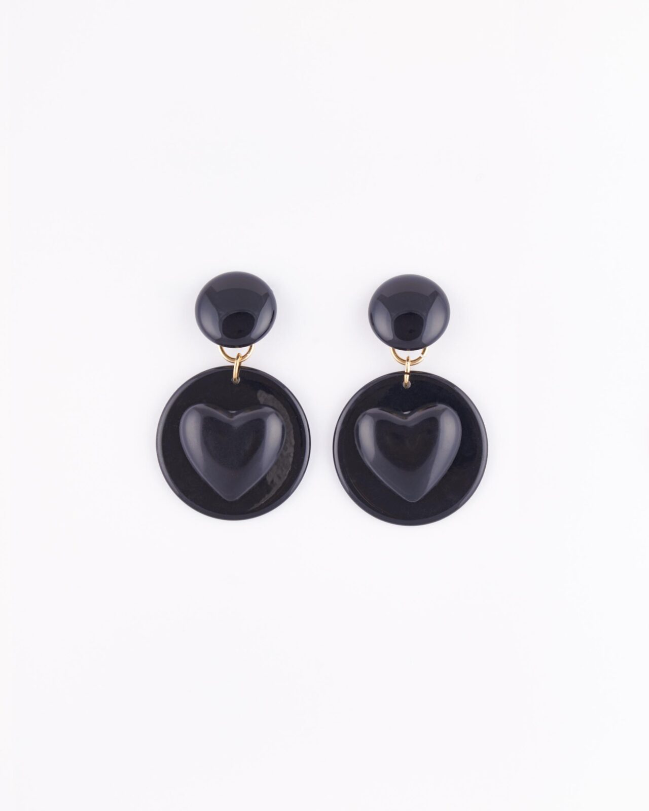 Orecchino Star & Heart Clip Pendente Macro Cuore Nero