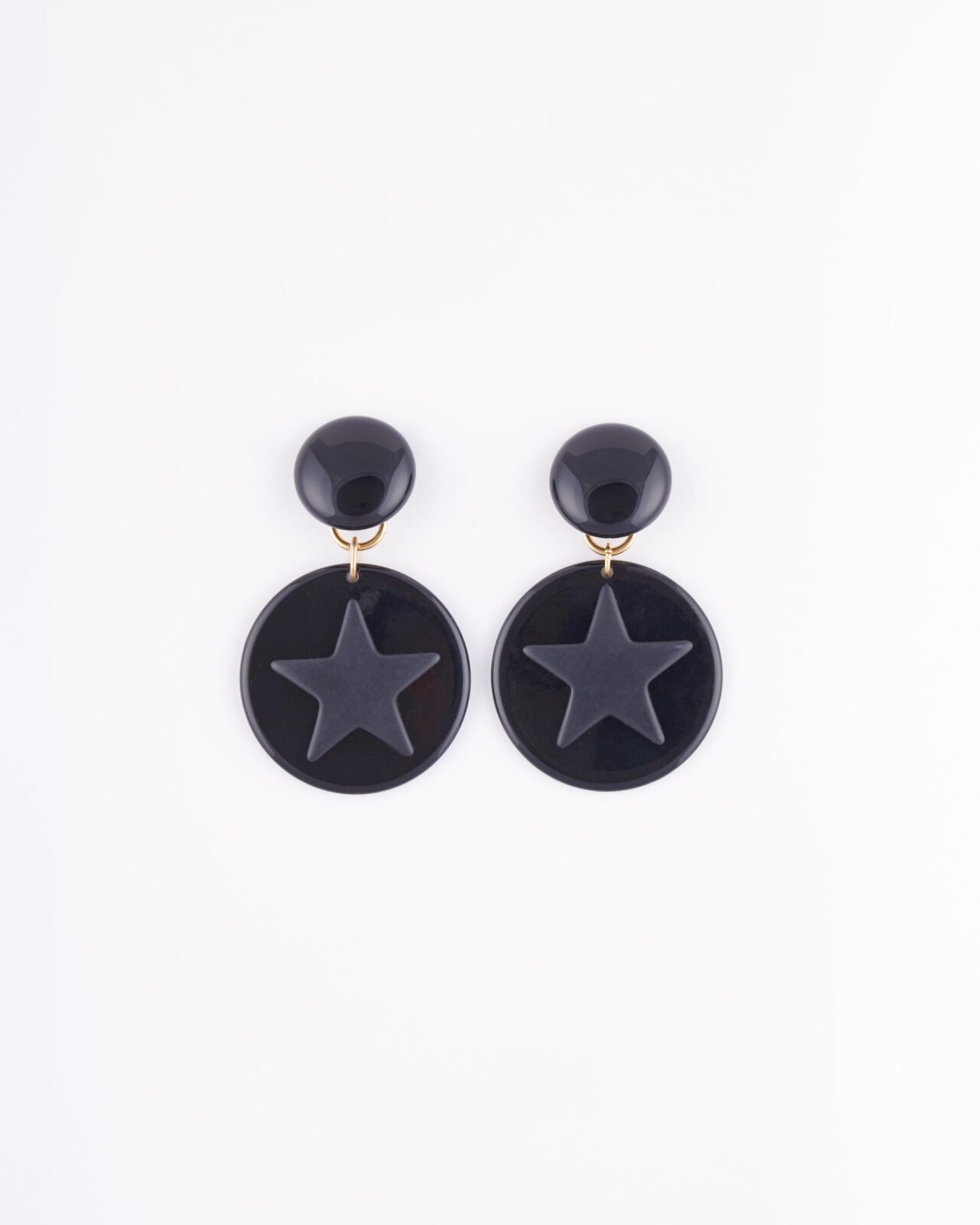 Orecchino Star & Heart Clip Pendente Macro Stella Nero