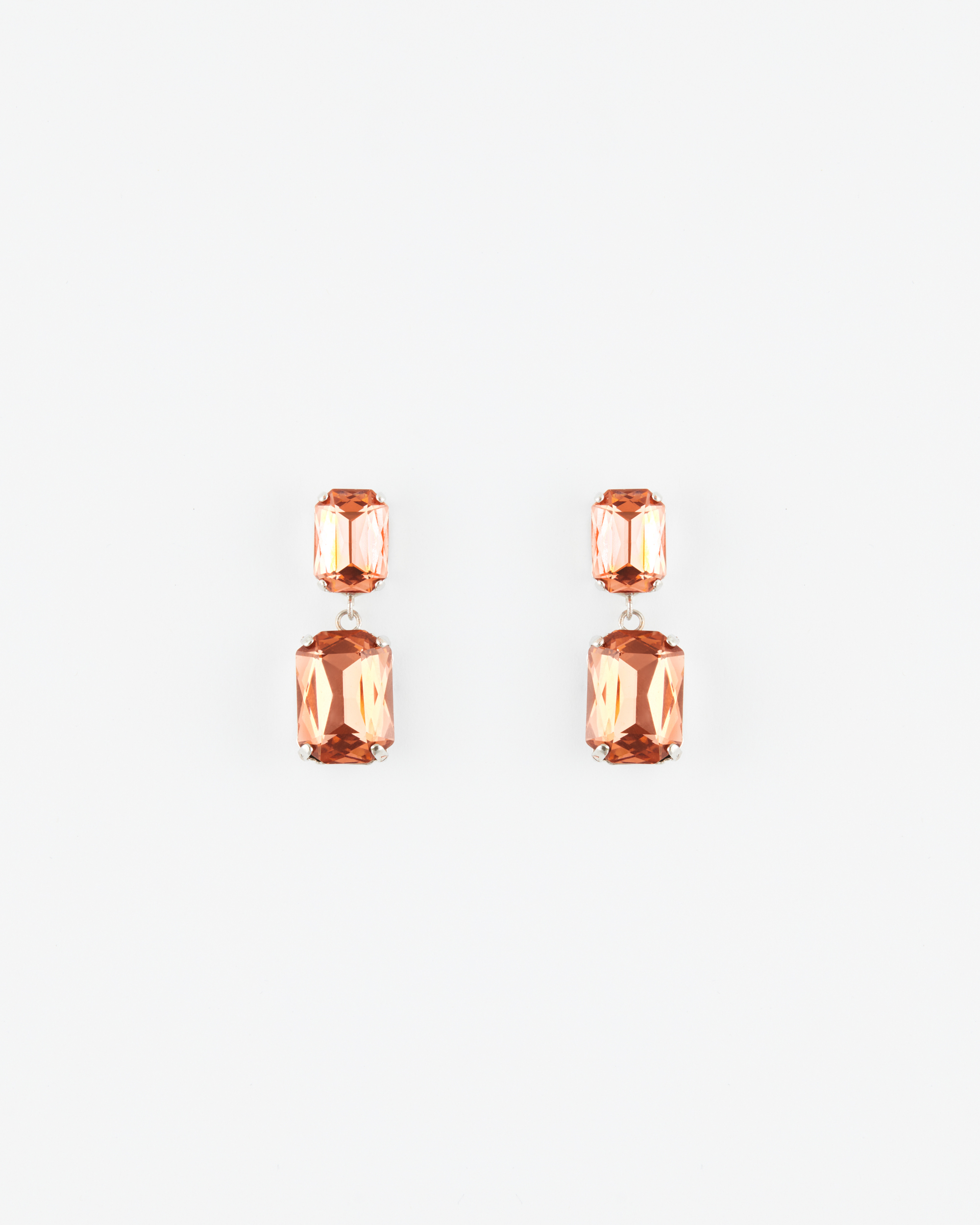 Orecchino Fancy Luxury con perno Doppio Elemento Rettangolare Rosa