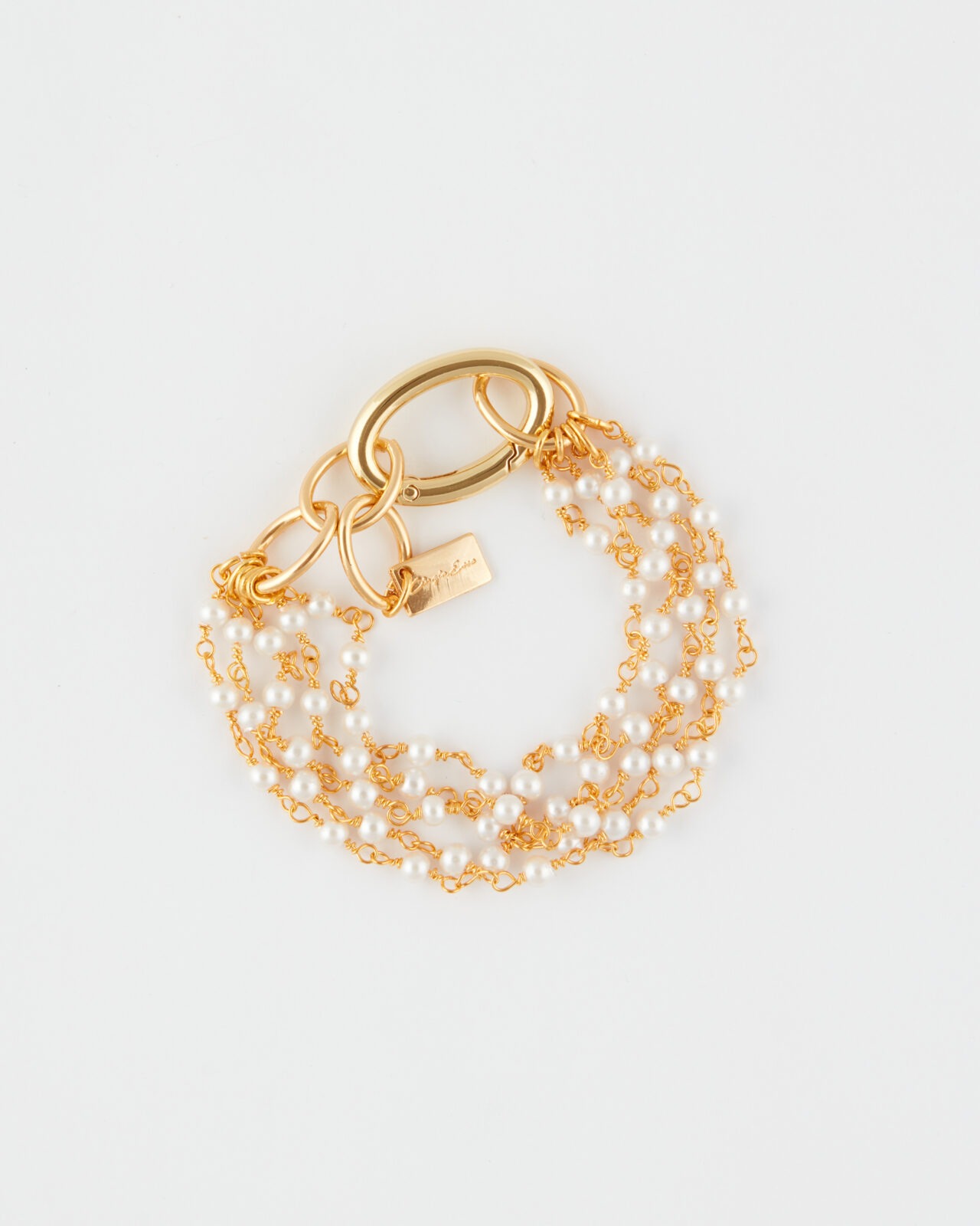 Bracciale oro e 5 fili La perla con palline incatenate
