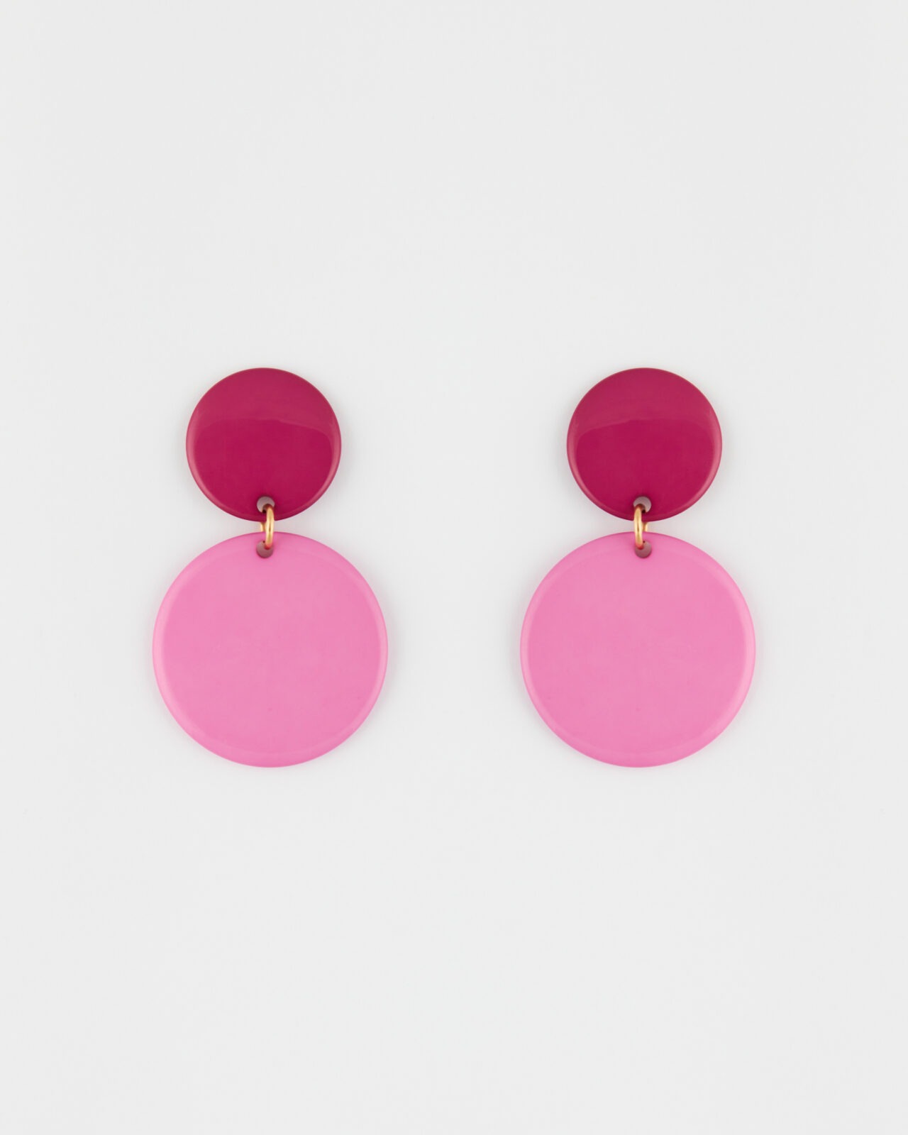 Orecchino perno doppio disco Fuxia