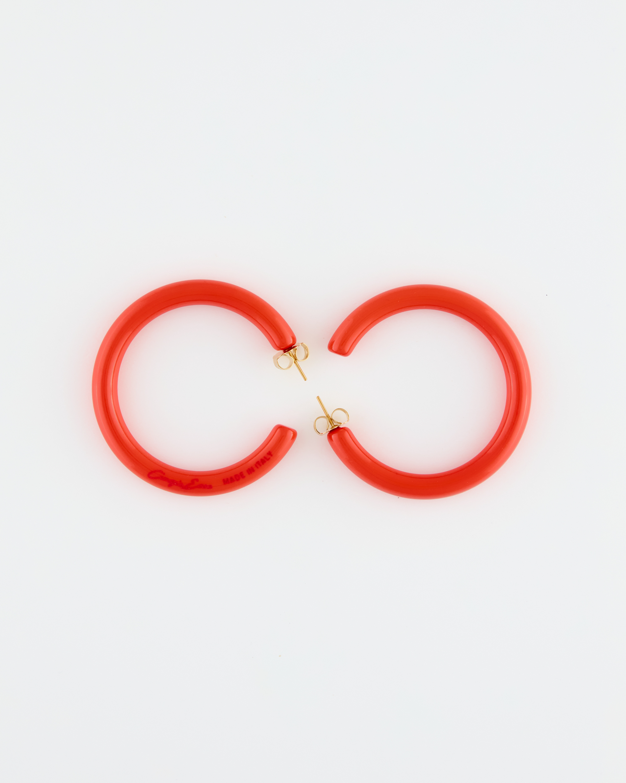 Orecchino Hoop Cerchio Liscio Perno Corallo