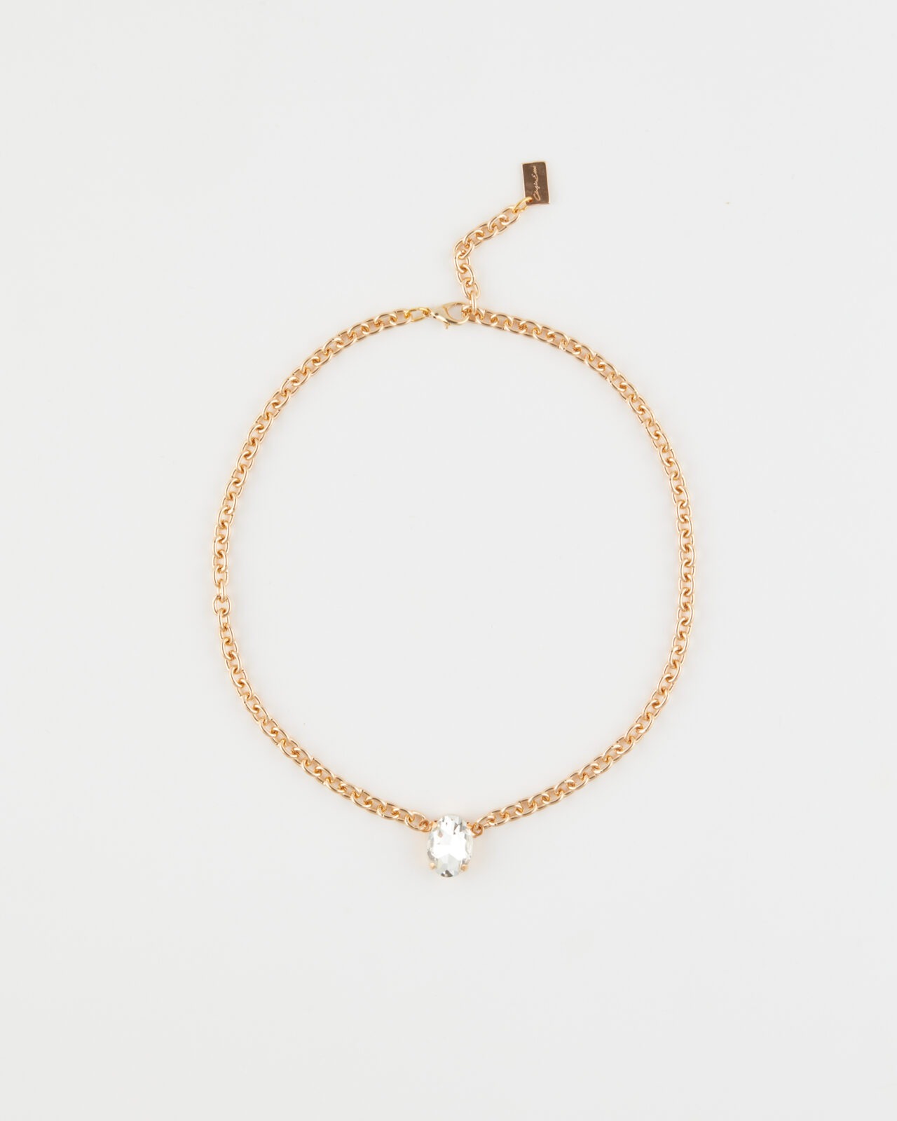 Collana Girocollo Fancy Luxury 1 pietra ovale Oro Cristallo