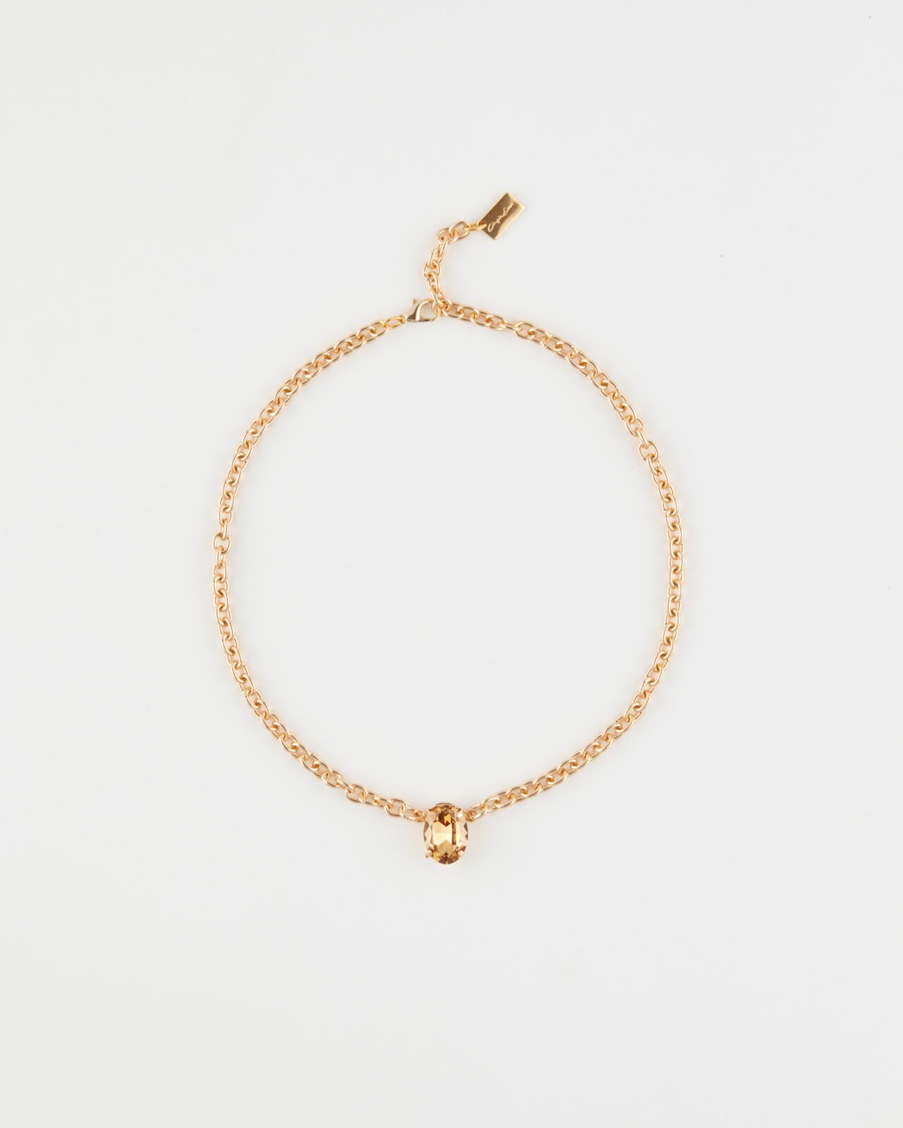 Collana Girocollo  Fancy Luxury 1 pietra ovale Oro Topazio