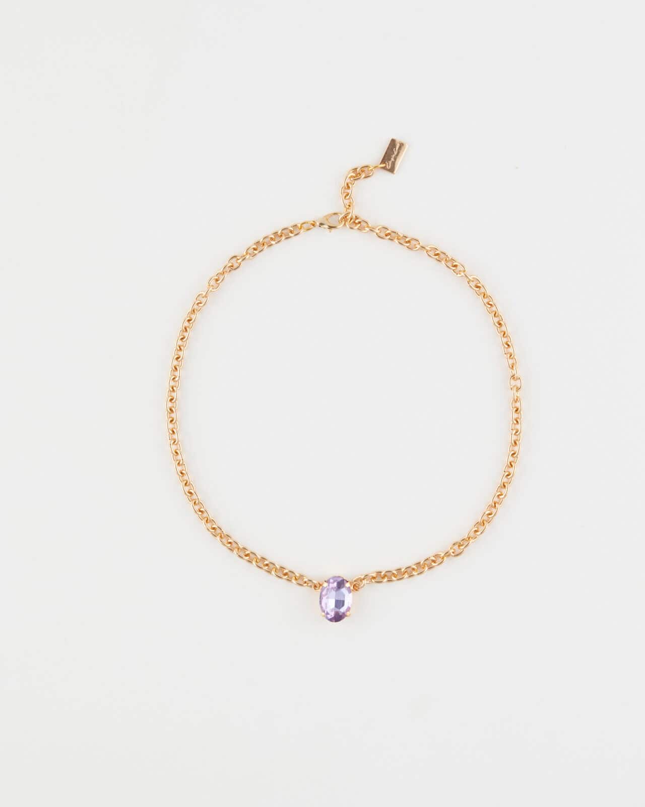 Collana Girocollo  Fancy Luxury 1 pietra ovale Oro Violet