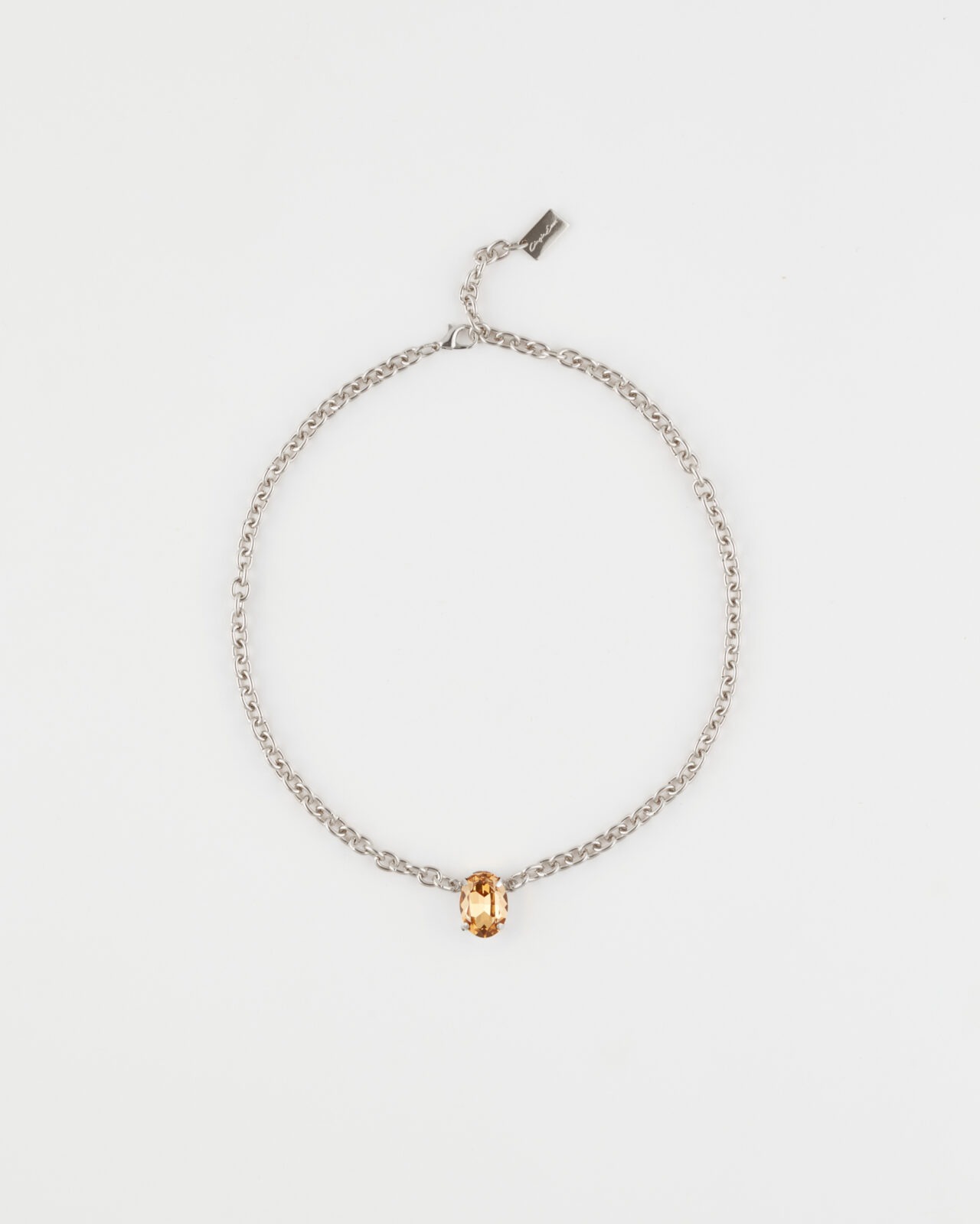 Collana Girocollo Fancy Luxury 1 pietra ovale Rodio Topazio