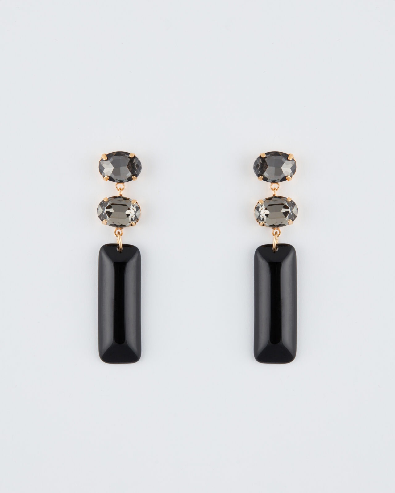 Orecchino Fancy Luxury Perno Oro Black Diamond
