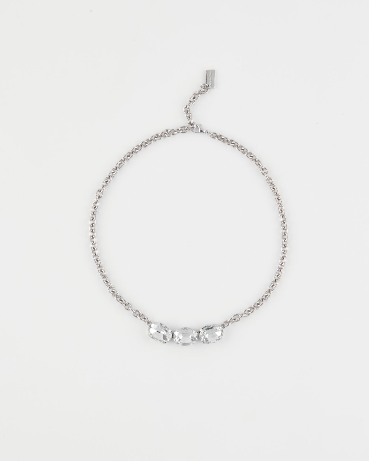 Collana Fancy Luxury 3 pietre girocollo Rodio Cristallo