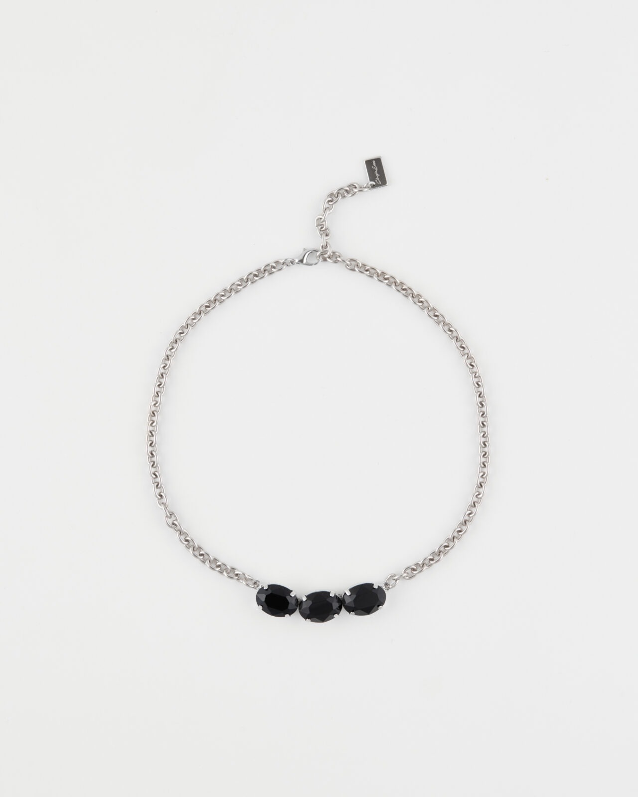 Collana Fancy Luxury 3 pietre girocollo Rodio Nero