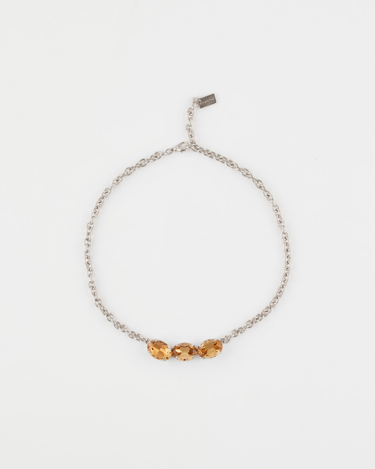 Collana Fancy Luxury 3 pietre girocollo Rodio Topazio
