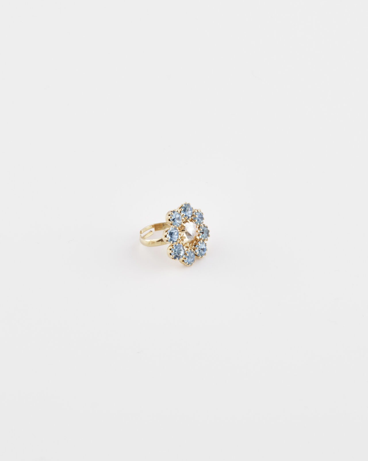 Anello Fiore Regolabile Acqua Marina