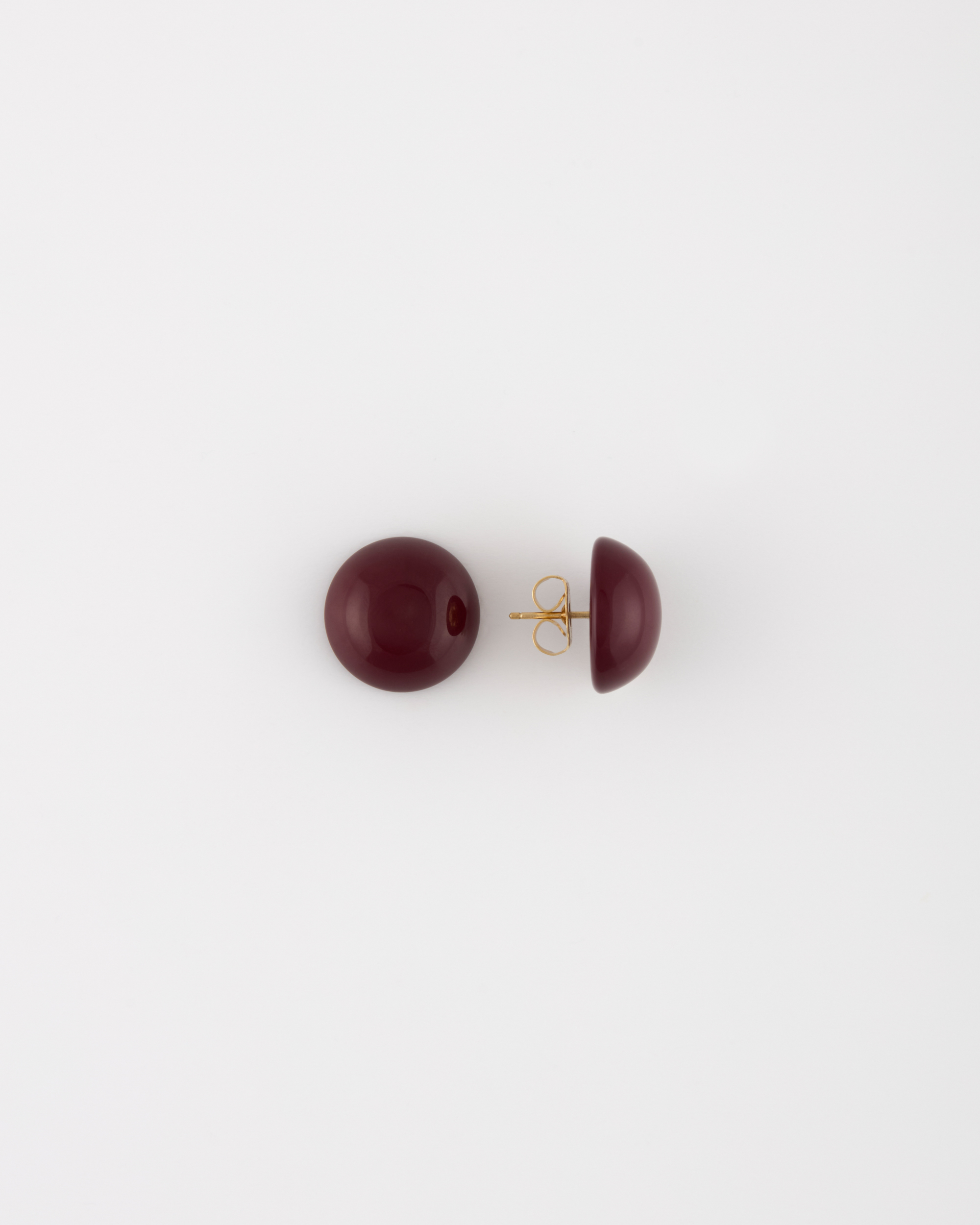 Orecchino bottone perno mm 18 Bordeaux