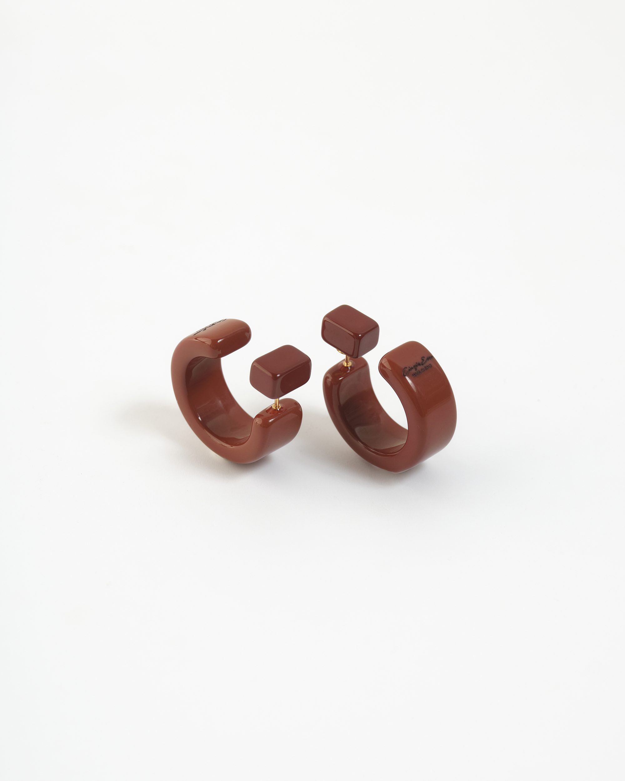 Orecchino Cerchio sezione quadrata Diametro 3 cm Gianduia