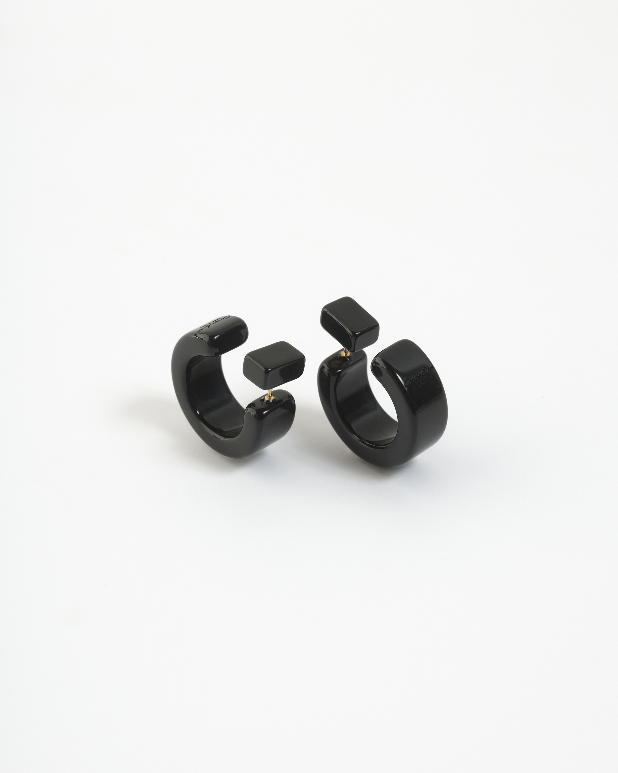 OrecchinoCerchio sezione quadrata Diametro 3 cm Nero