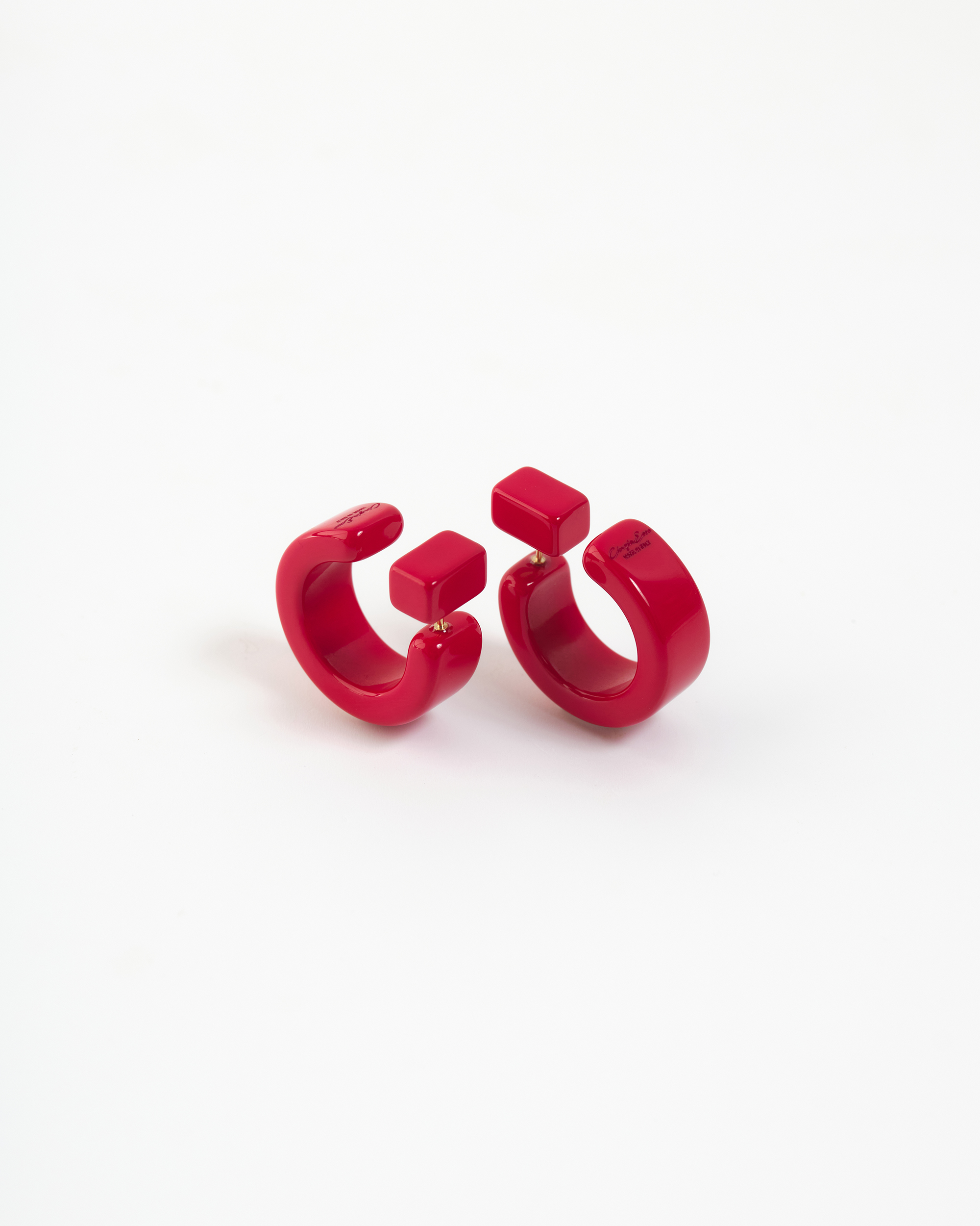 Orecchino Cerchio sezione quadrata Diametro 3 cm Rosso