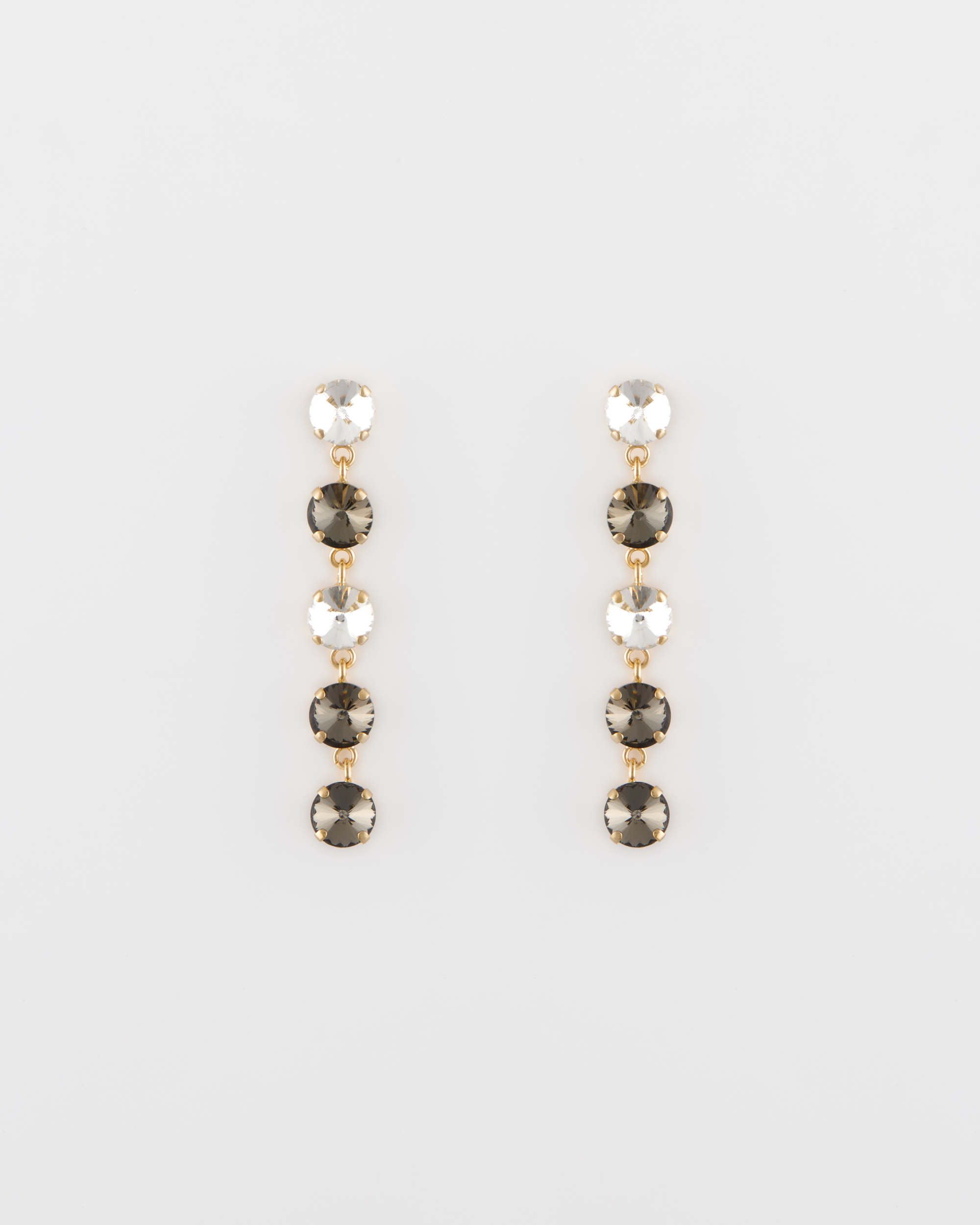 Orecchino Perno 5 Stass Rivoli cm 8 Oro Black Diamod+Cristallo