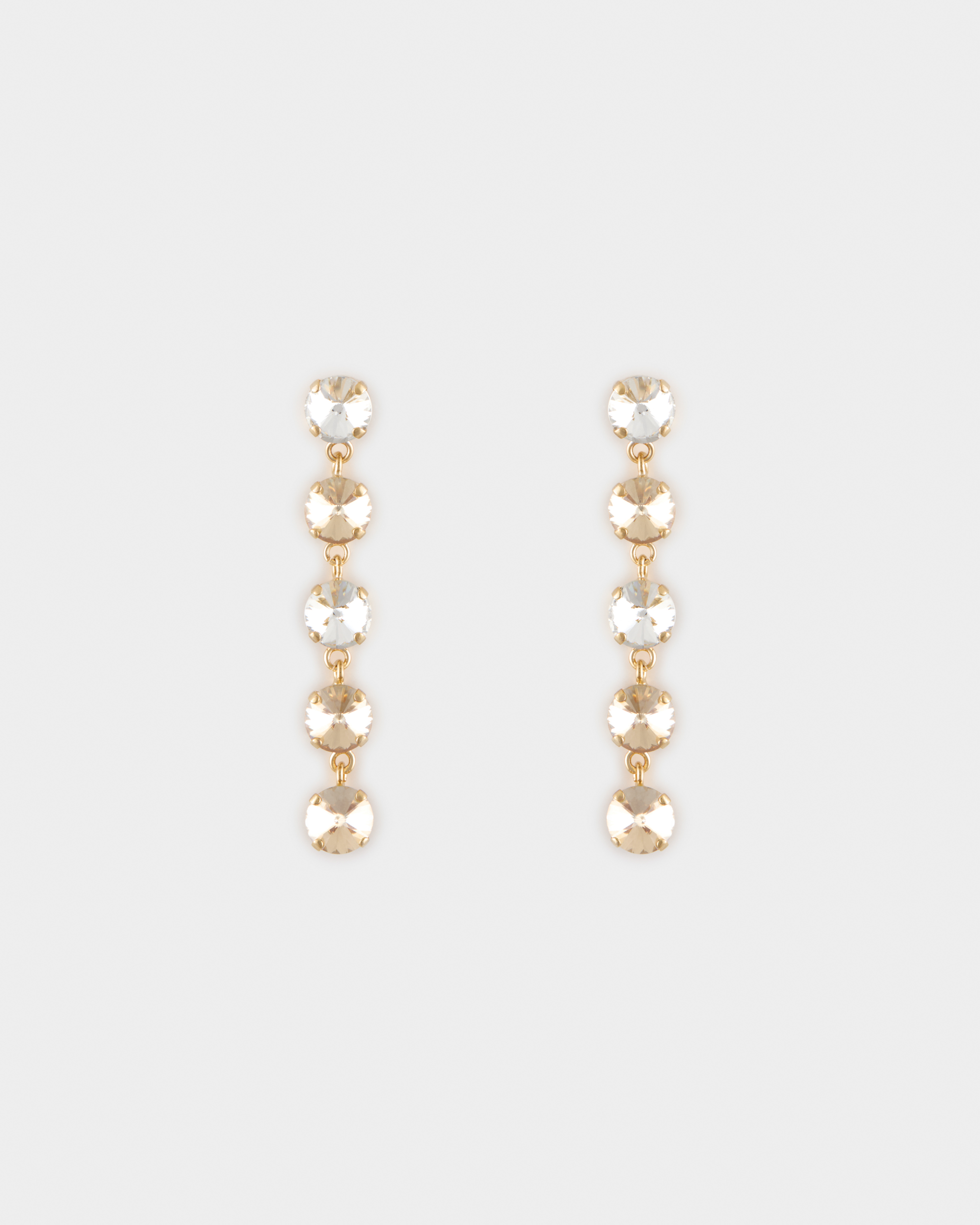 Orecchino Perno 5 Strass Rivoli cm 8 Oro Golden Shadow+Cristallo