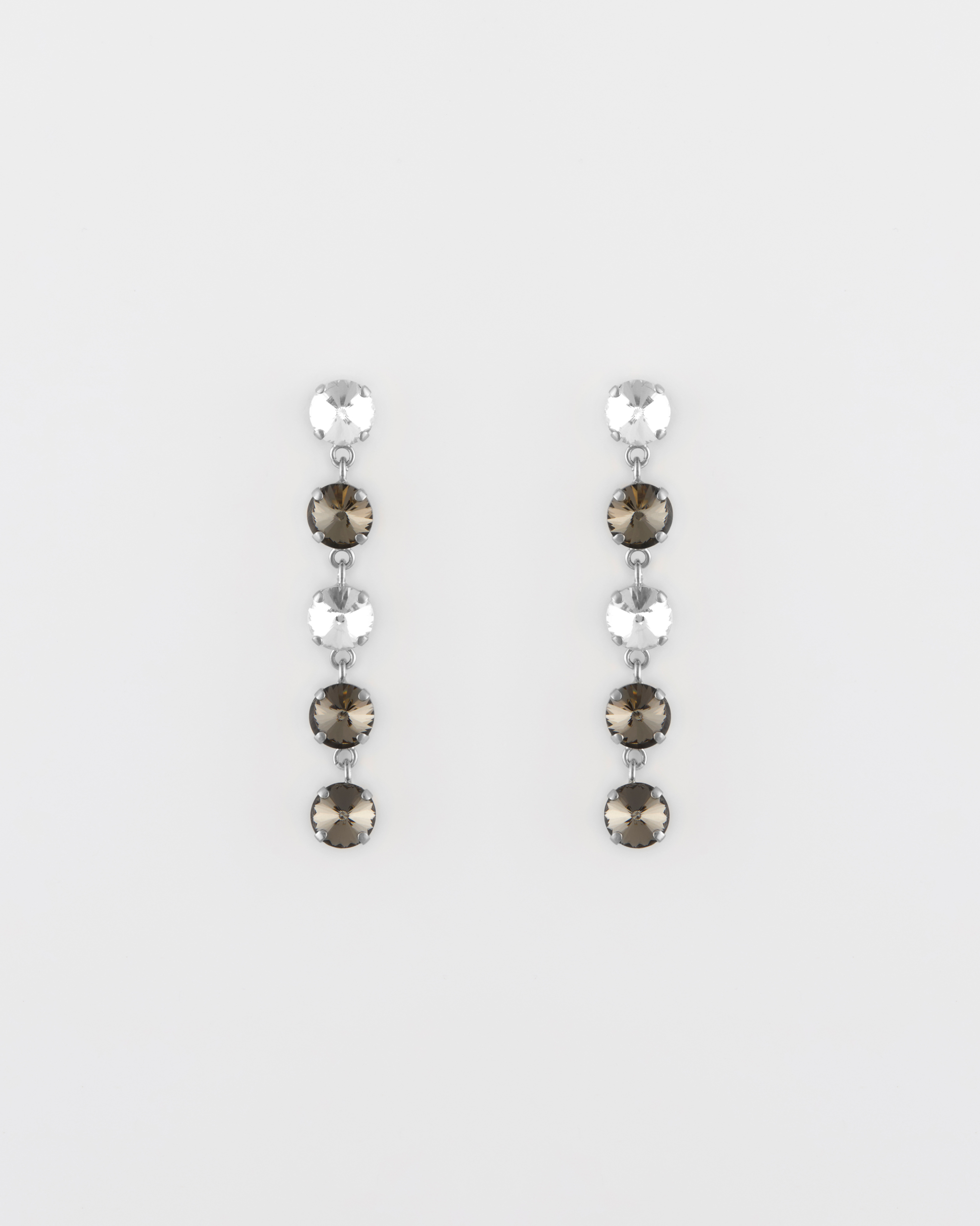 Orecchino Perno 5 Stass Rivoli cm 8 Rodio Black Diamod+Cristallo