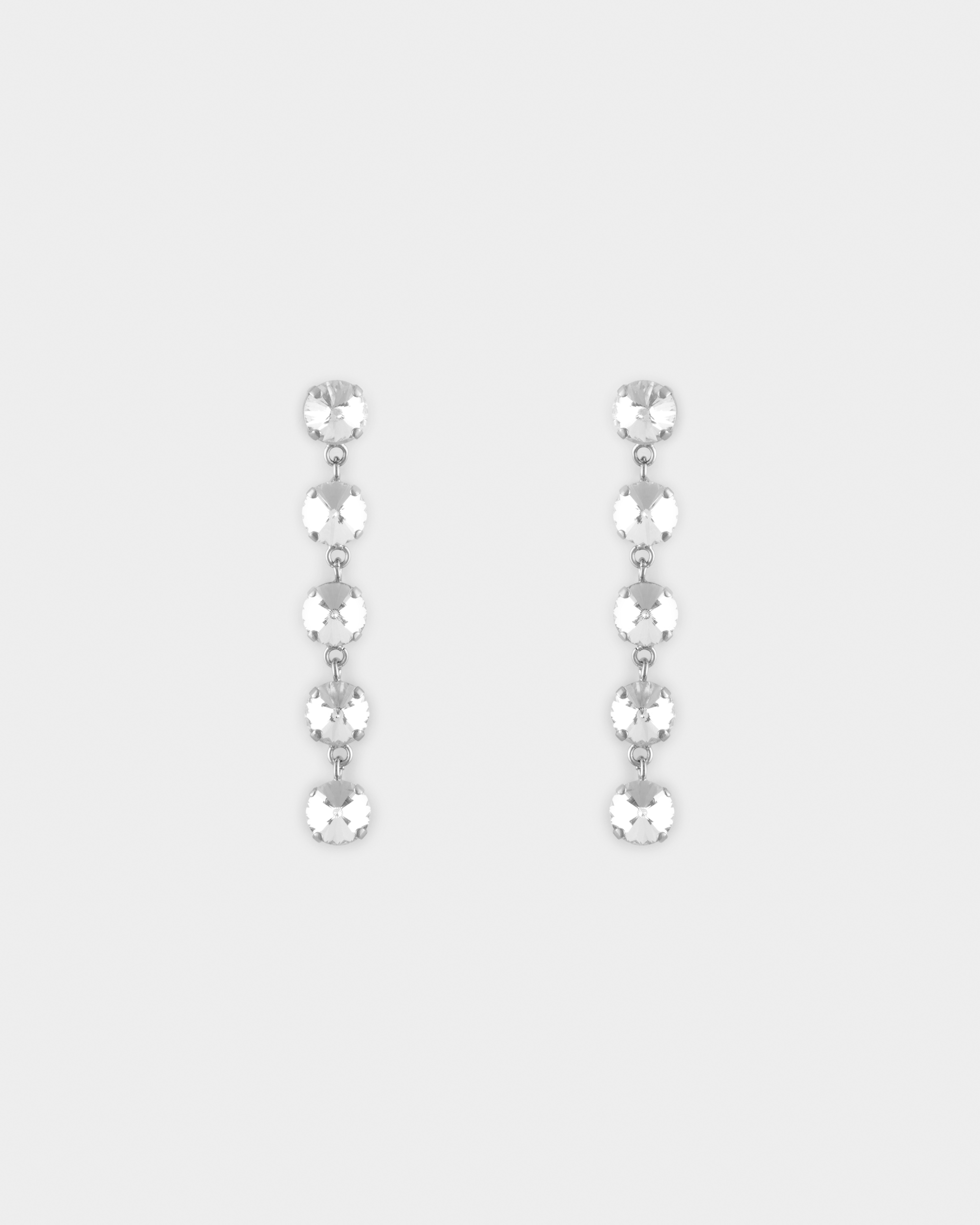 Orecchino Perno 5 Stass Rivoli cm 8 Rodio Cristallo