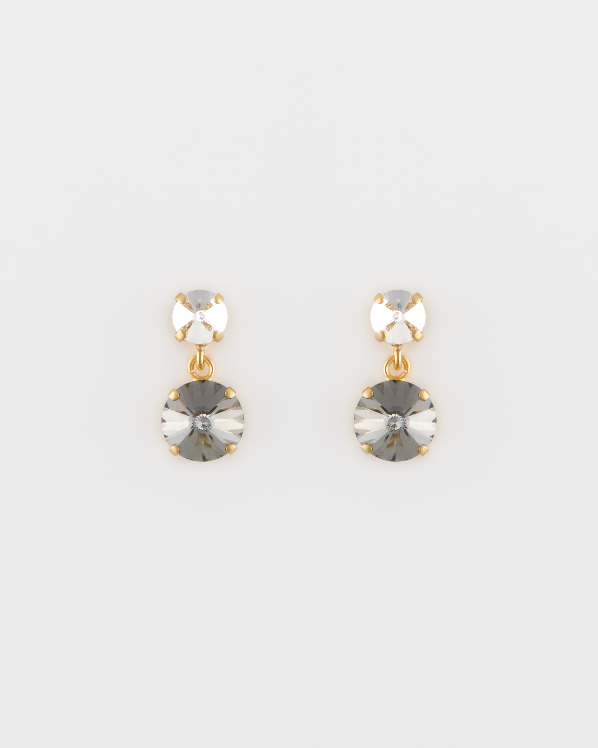 Orecchino Perno Strass Rivoli Oro Black diamond+cristallo Strass