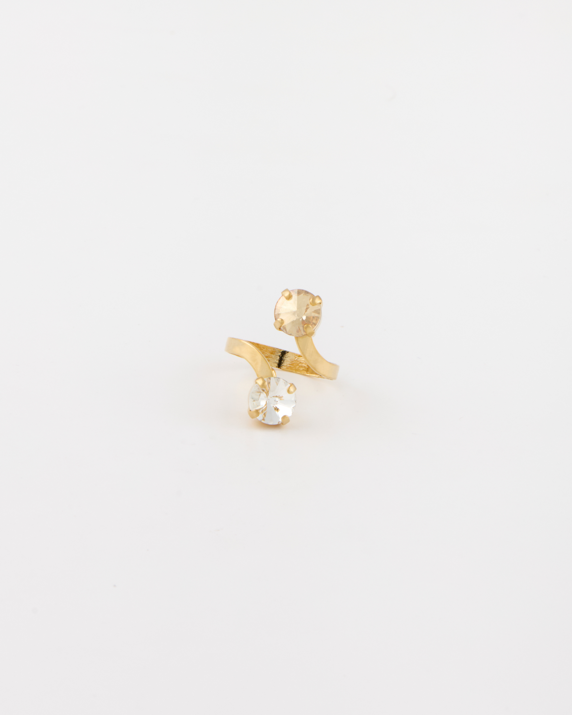 Anello Regolabile contrariè con strass rivoli Oro Cristallo+ Golden shadow Strass