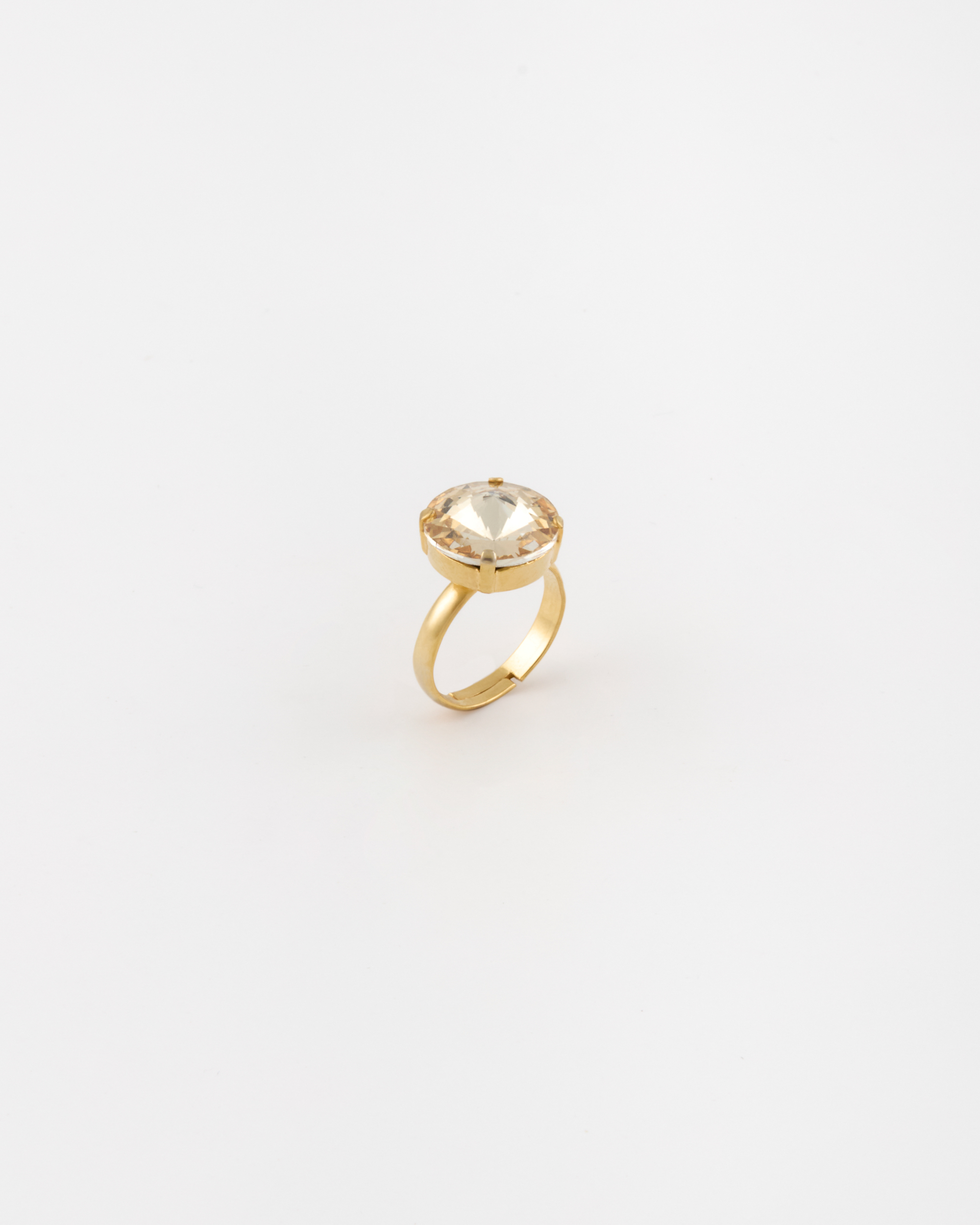 Anello Regolabile con strass rivoli Oro Cristallo diametro strass 1 cm Strass