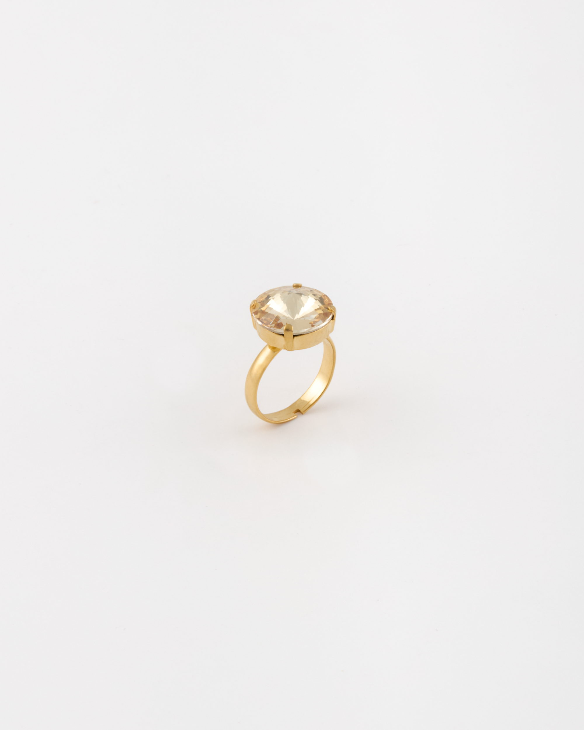 Anello Regolabile con strass rivoli Oro Golden Shadow diametro strass 1 cm Strass