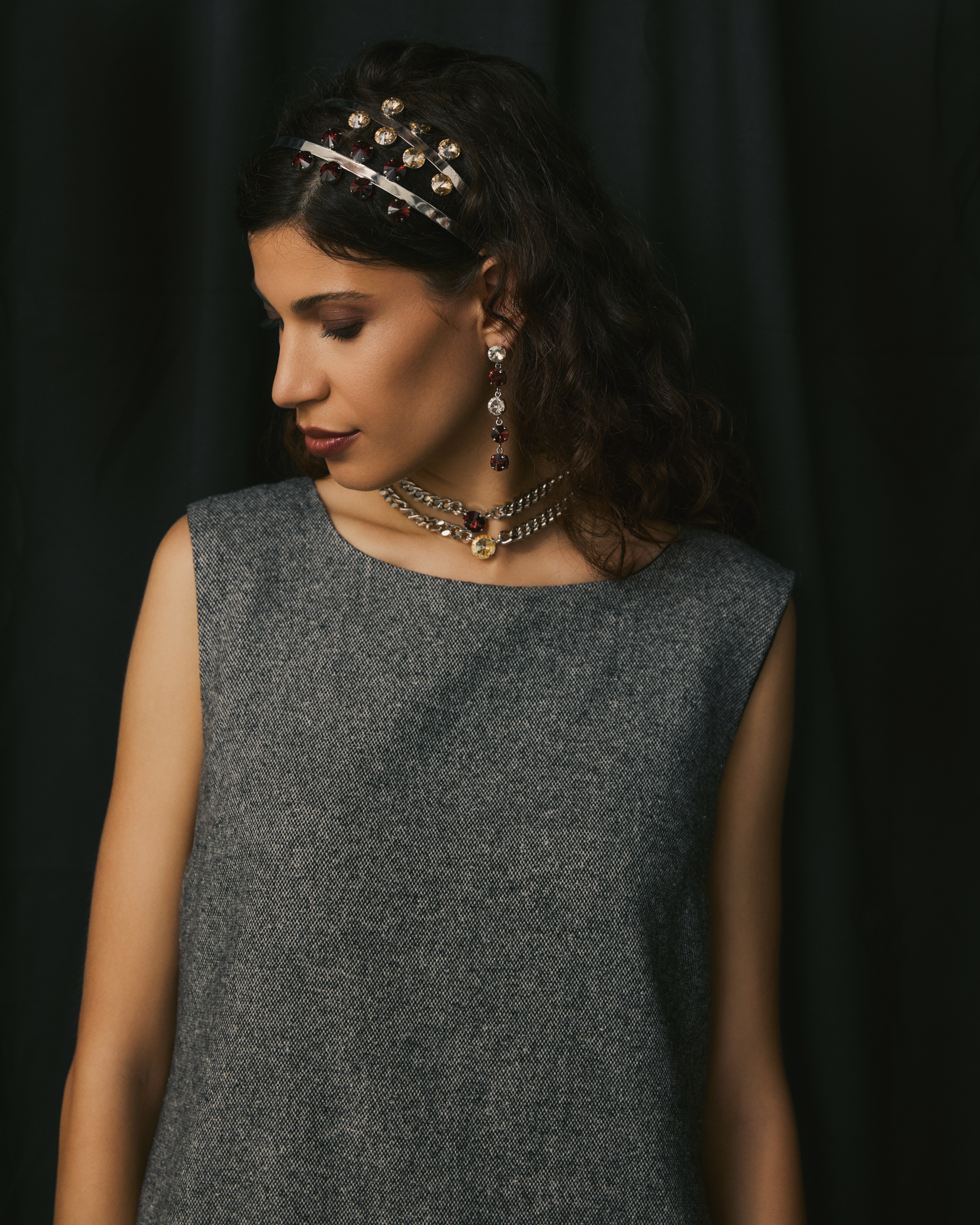 Orecchino Perno 5 Stass Rivoli cm 8 Oro Ametista+Cristallo - immagine 2