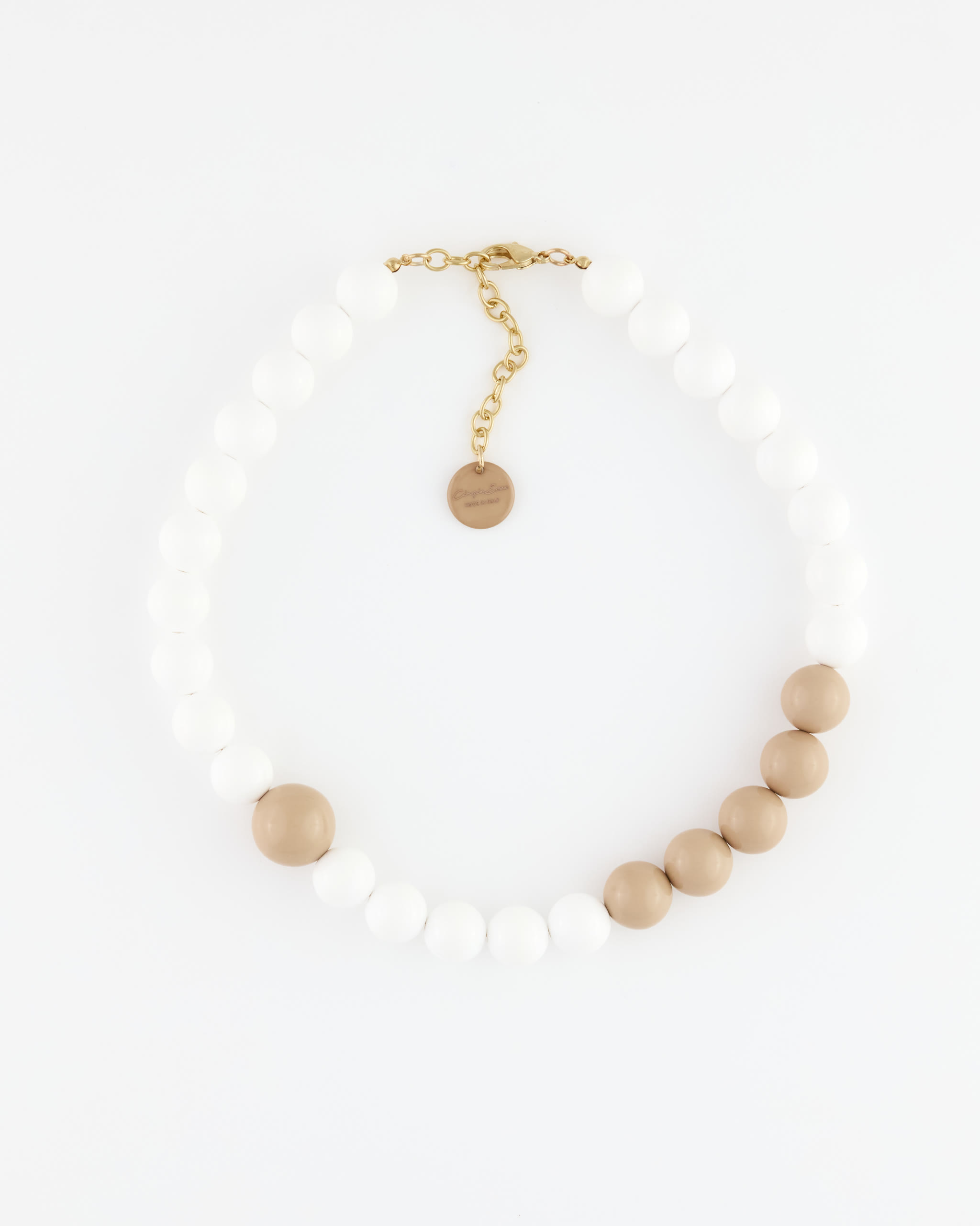 Collana Girocollo Boule Mix Bianco/Tortora