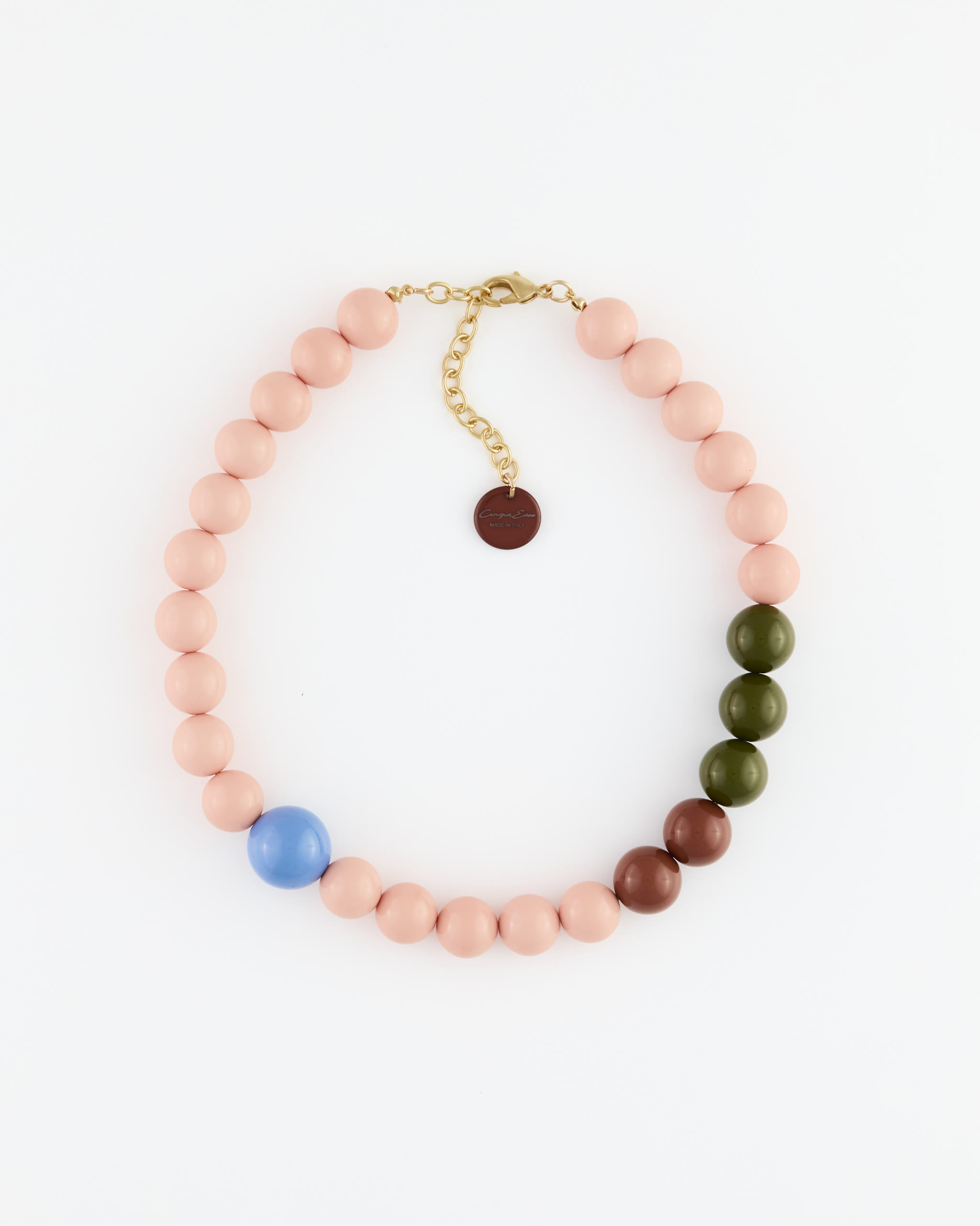Collana Girocollo Boule Mix Cipria/Olivine/Ginaduia/Avio