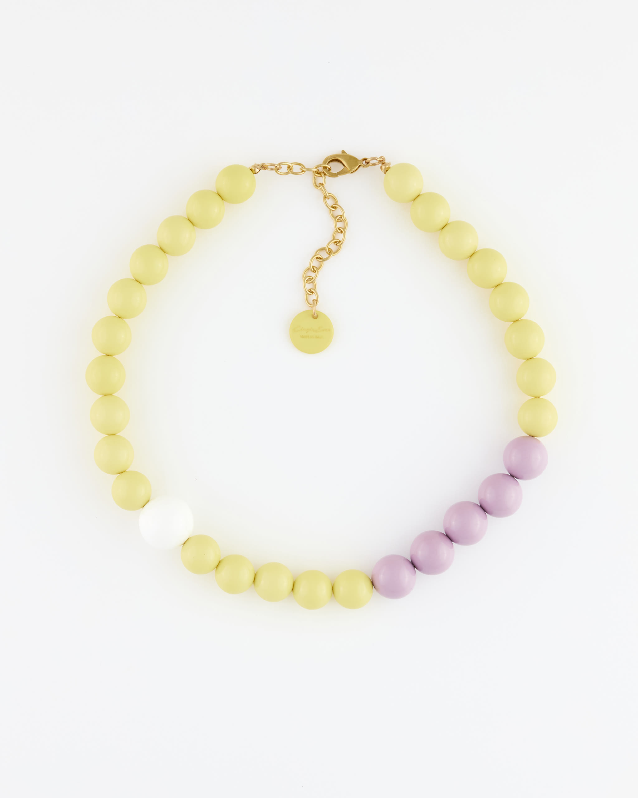 Collana Girocollo Boule Mix Giallo/Lilla/Bianco