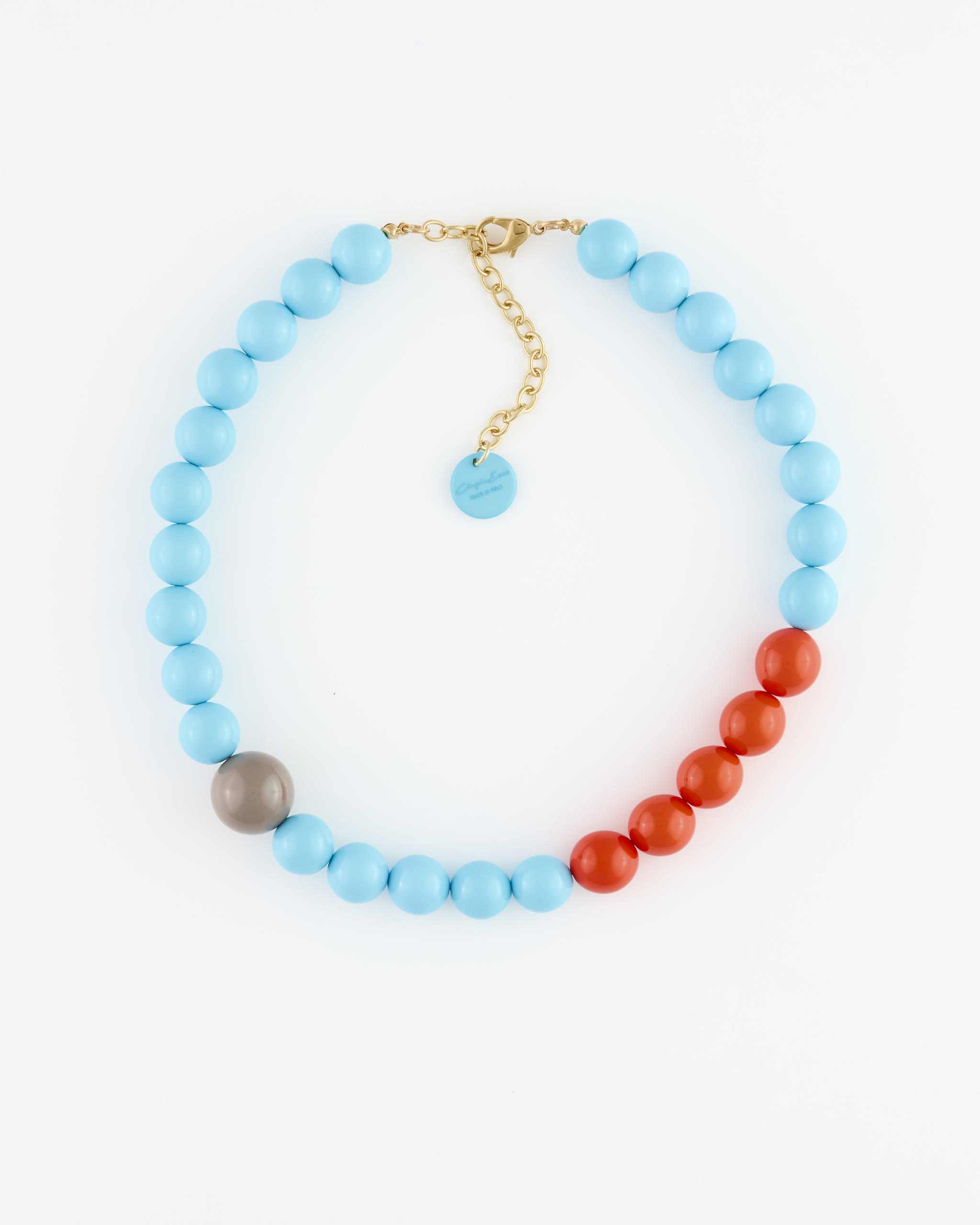 Collana Girocollo Boule Mix Turchese/Corallo/Grigio