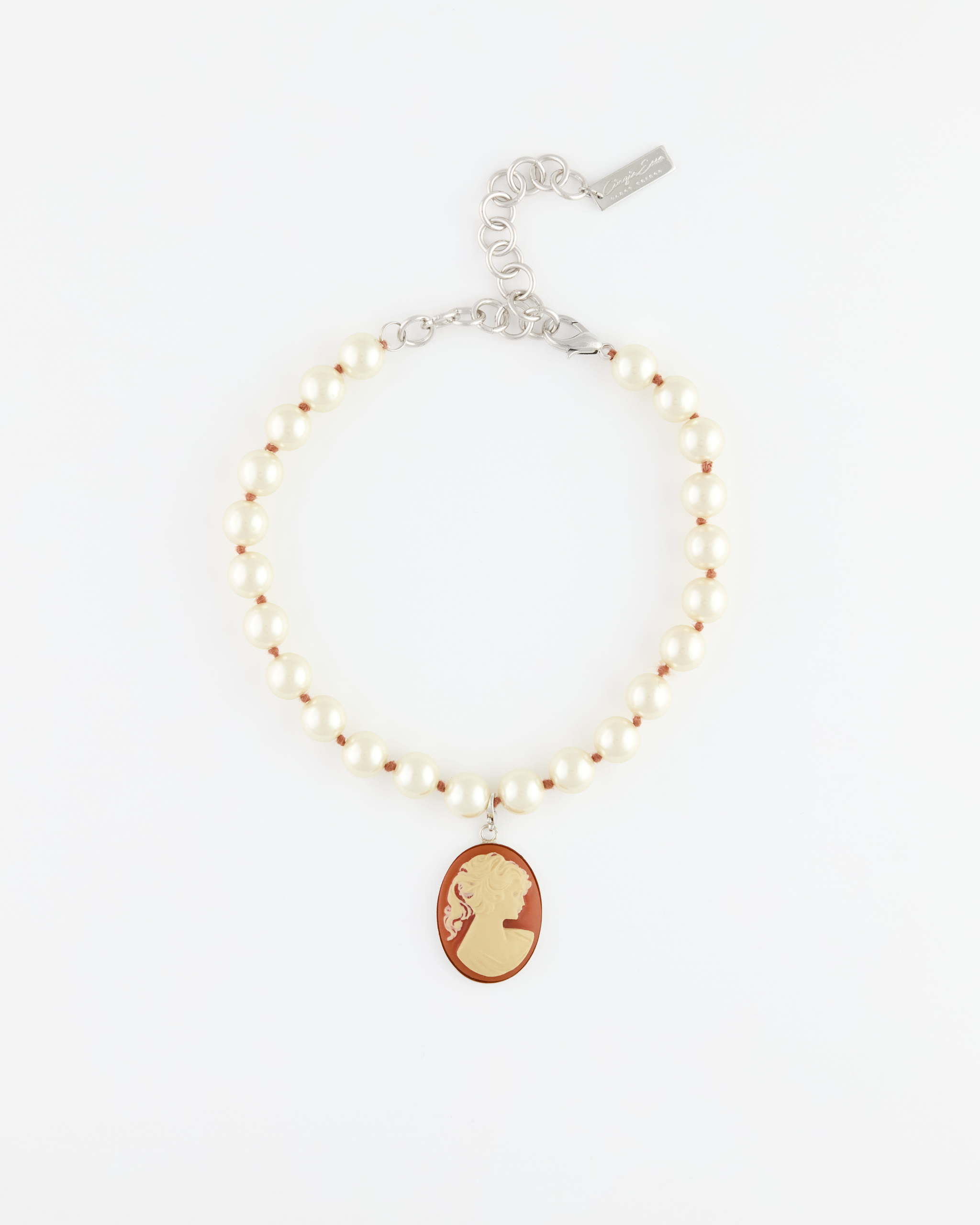 Collana Girocollo Perle+ Cammeo con moschetttone Corniola