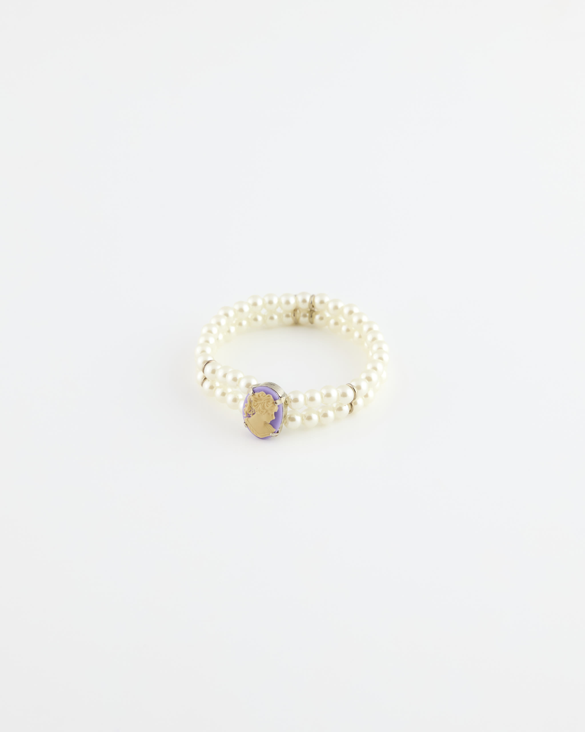 Bracciale Elasticizzato2 fili Perla diam. 5 mm Cammeo Nero