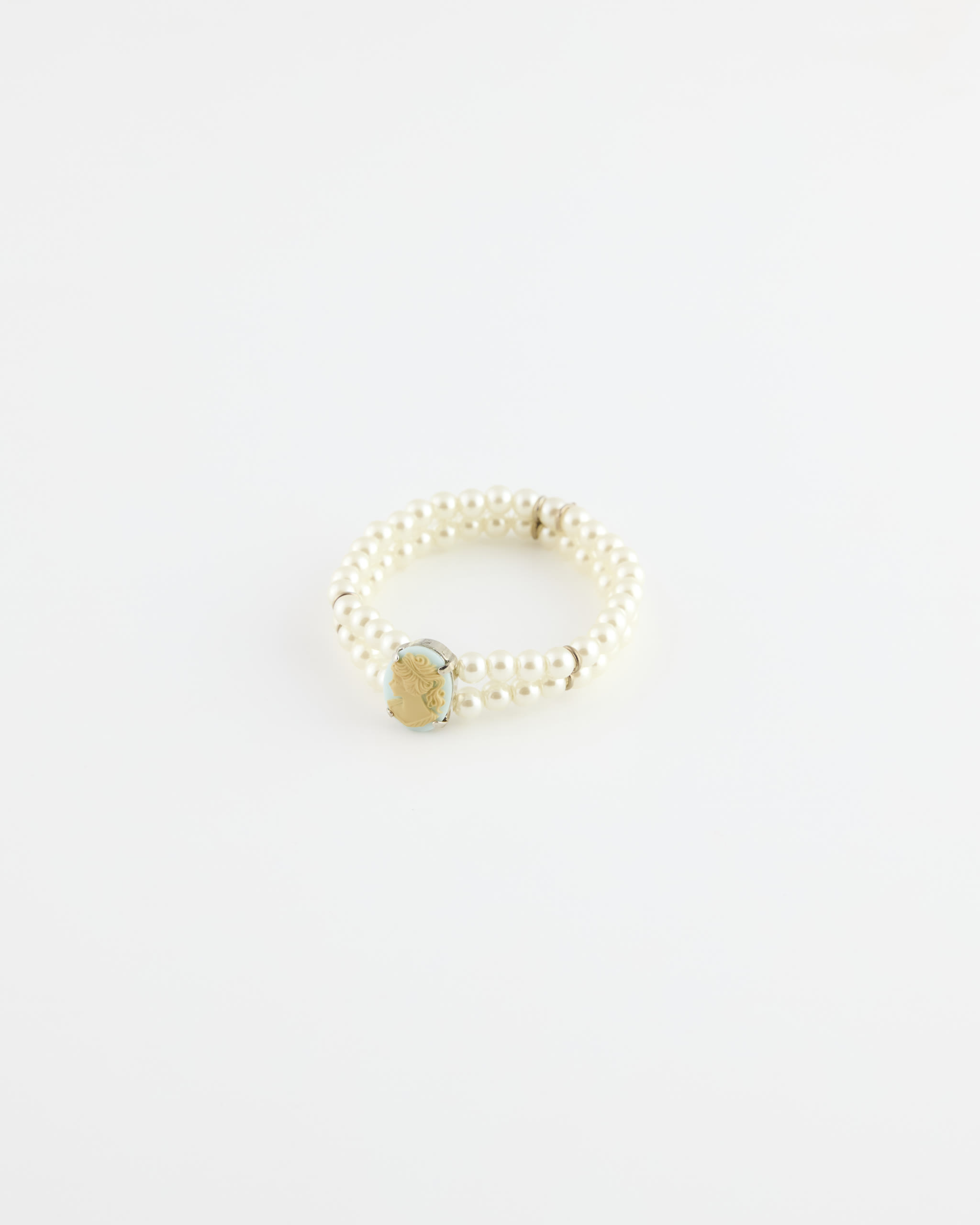 Bracciale Elasticizzato2 fili Perla diam. 5 mm Cammeo Turchese