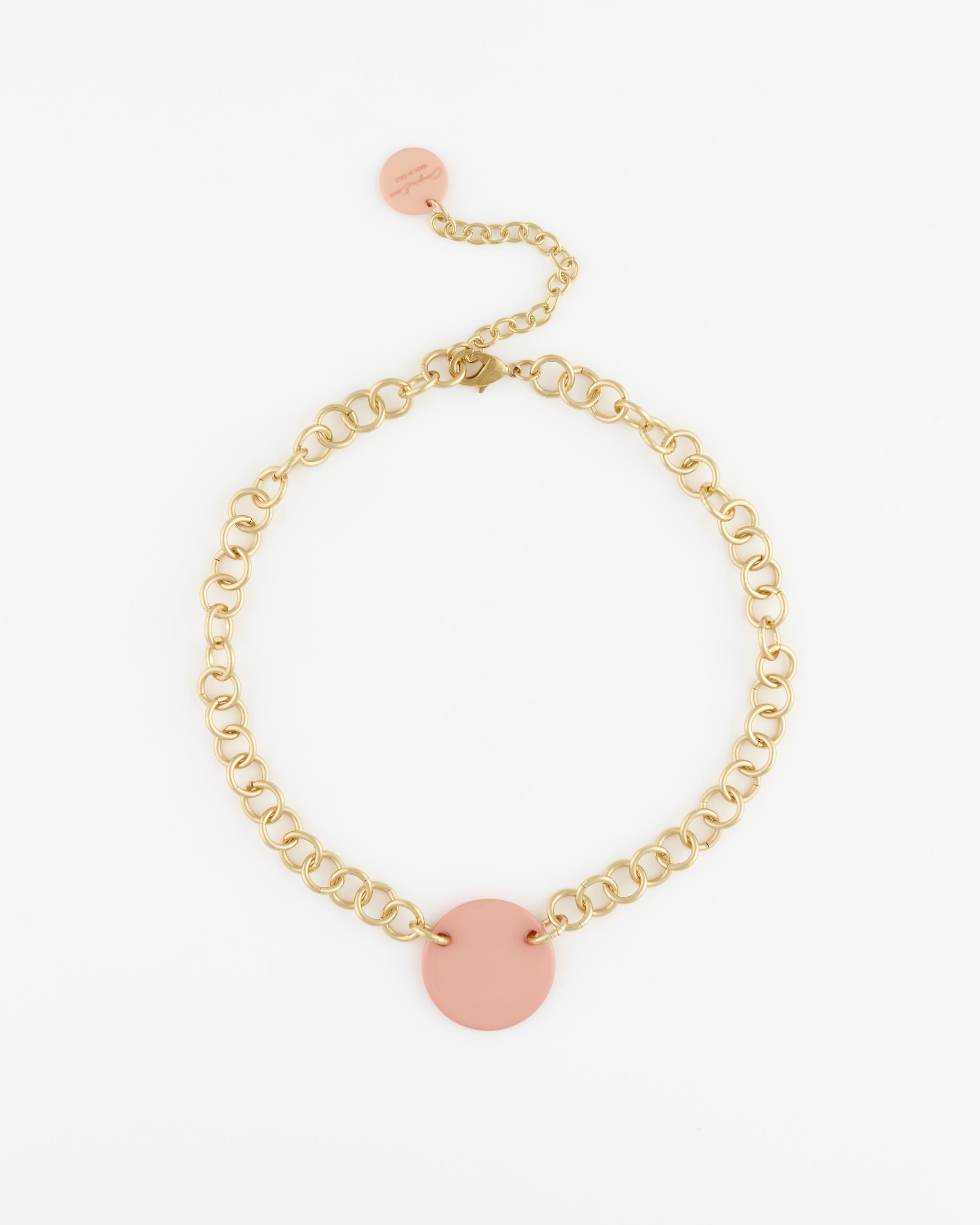 Collana Girocollo Catena oro + Disco Resina Cipria