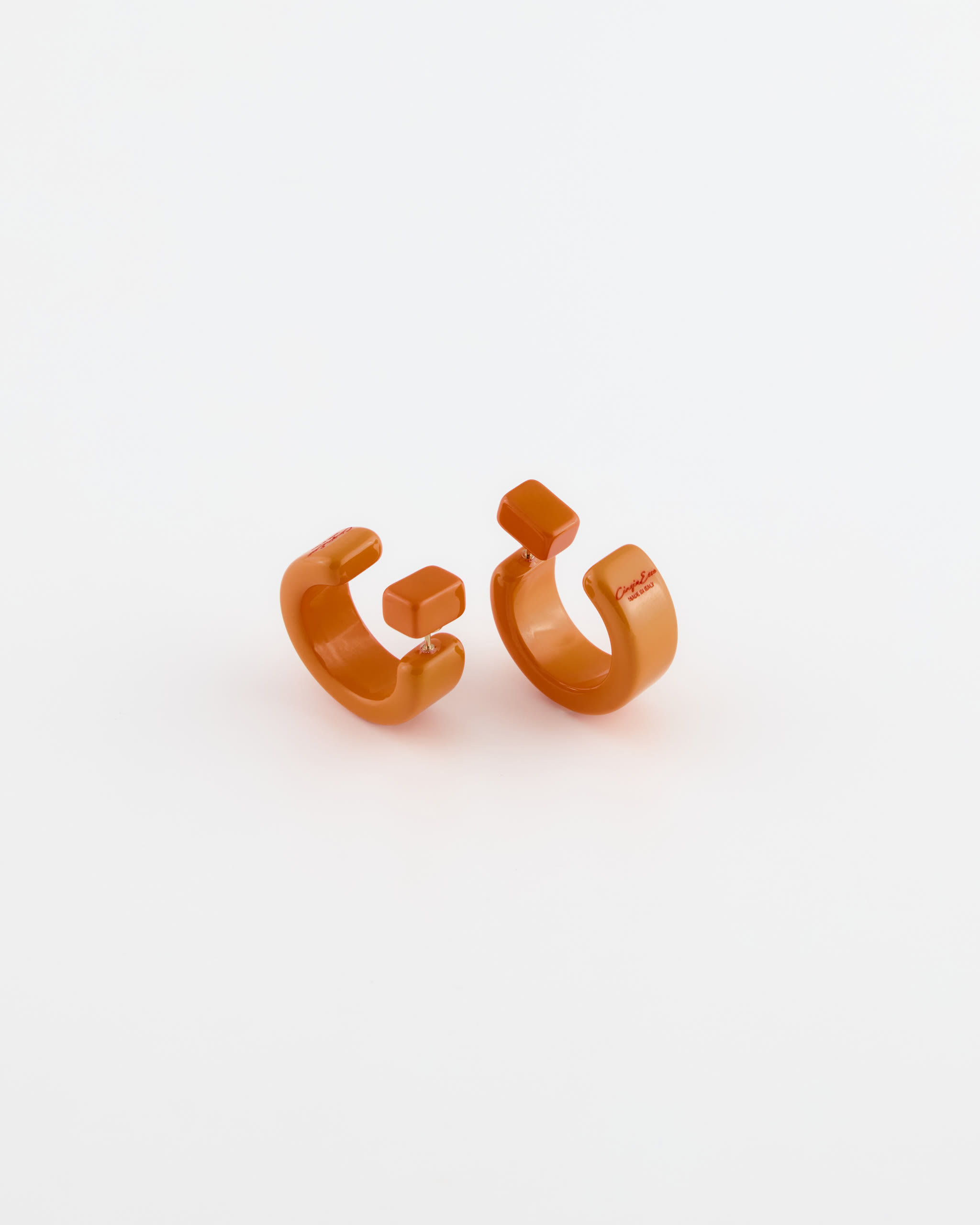 Orecchino Cerchio sezione quadrata Diametro 3 cm Mandarino