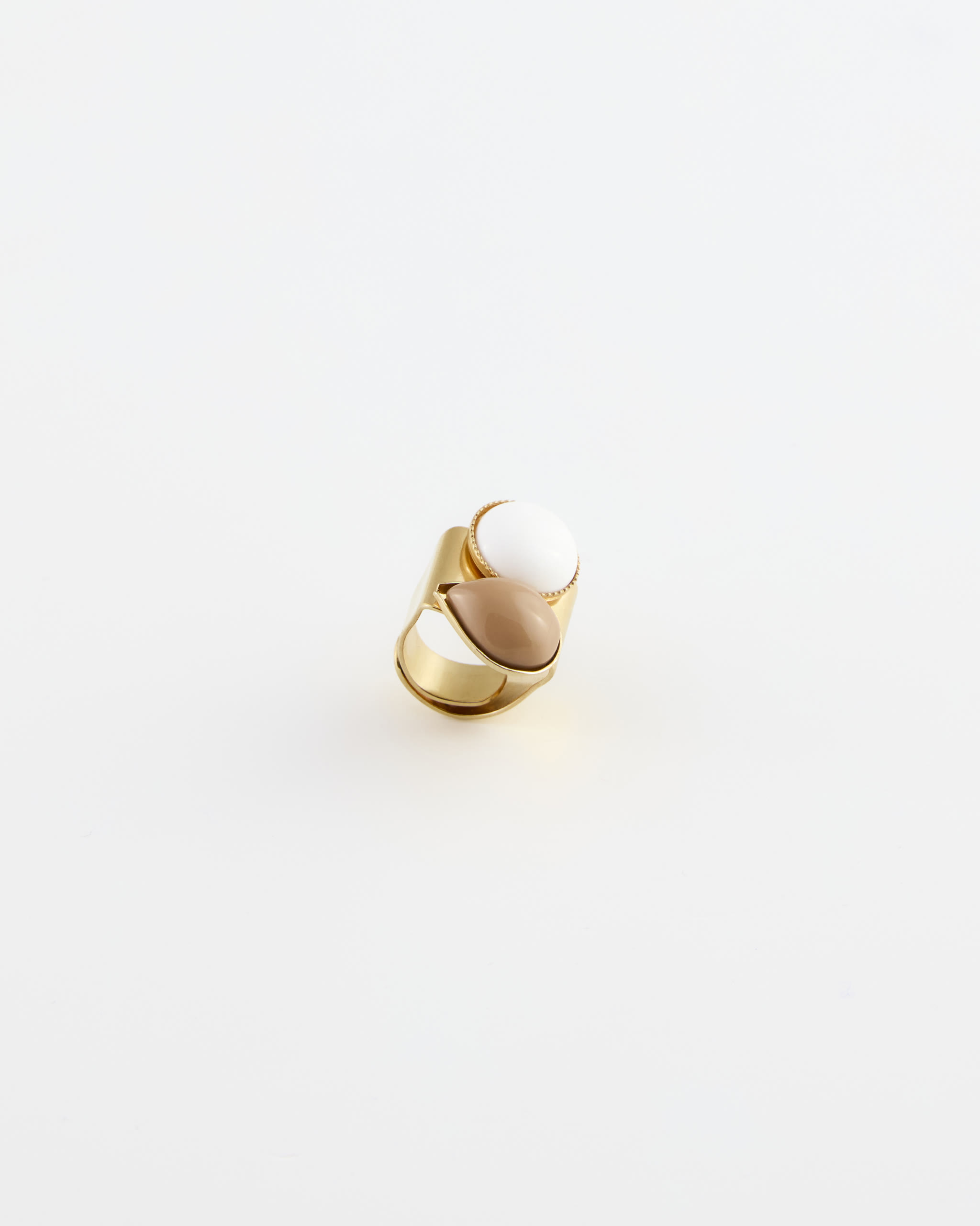 Anello regolabile Doppia Resina Bianco/Tortora