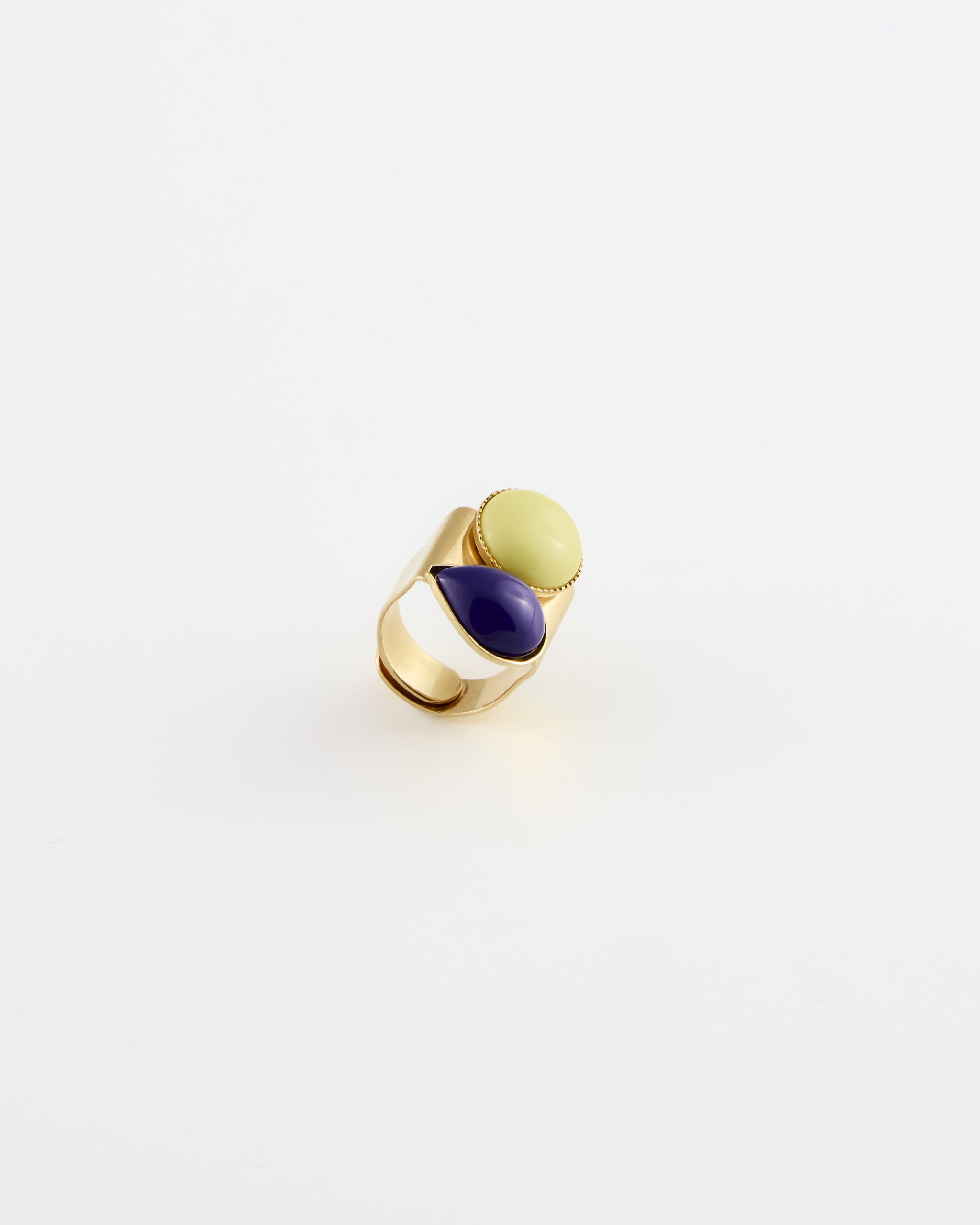 Anello regolabile Doppia Resina Giallo/Viola