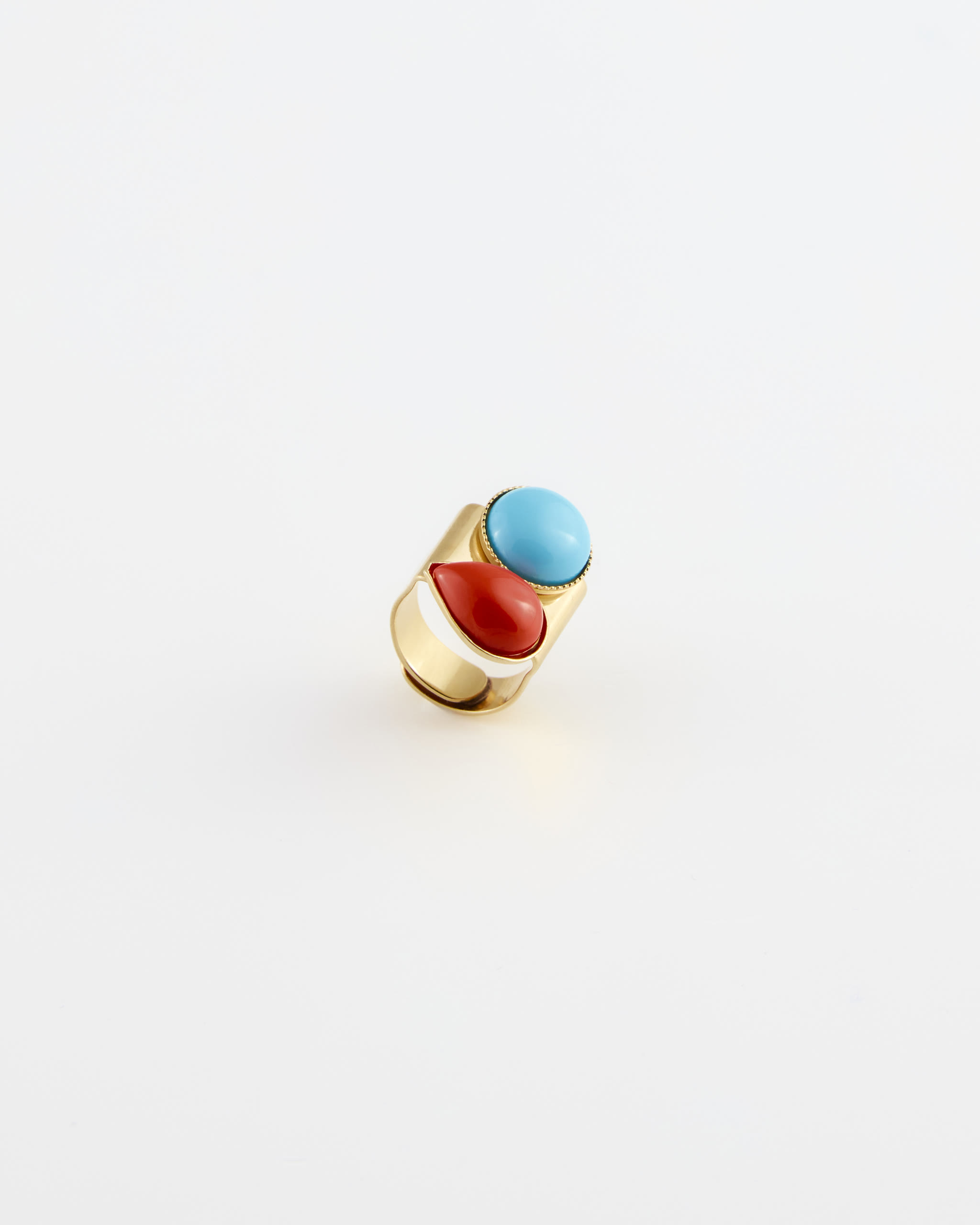 Anello regolabile Doppia Resina Turchese/Aragosta