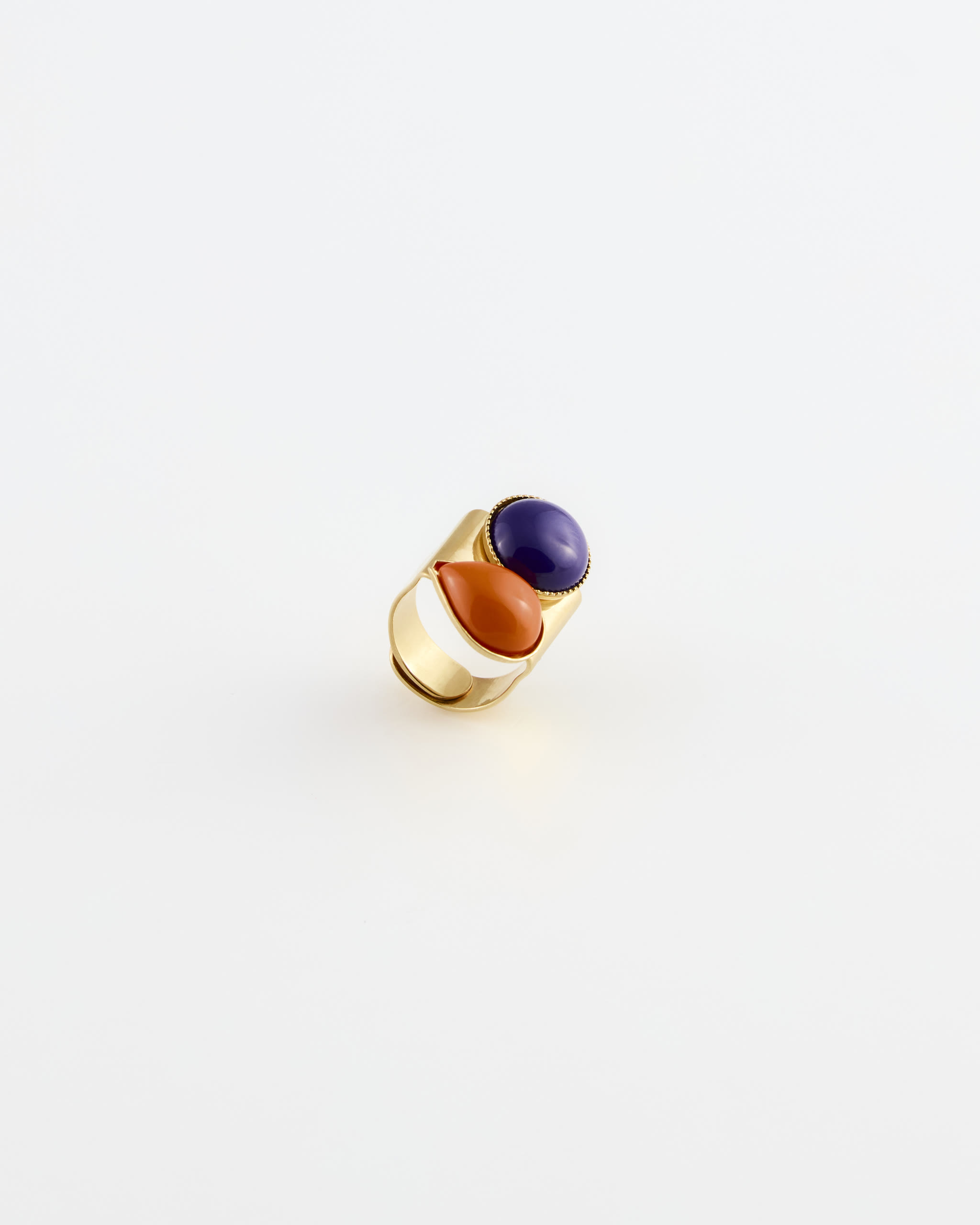 Anello regolabile Doppia Resina Viola/Mandarino