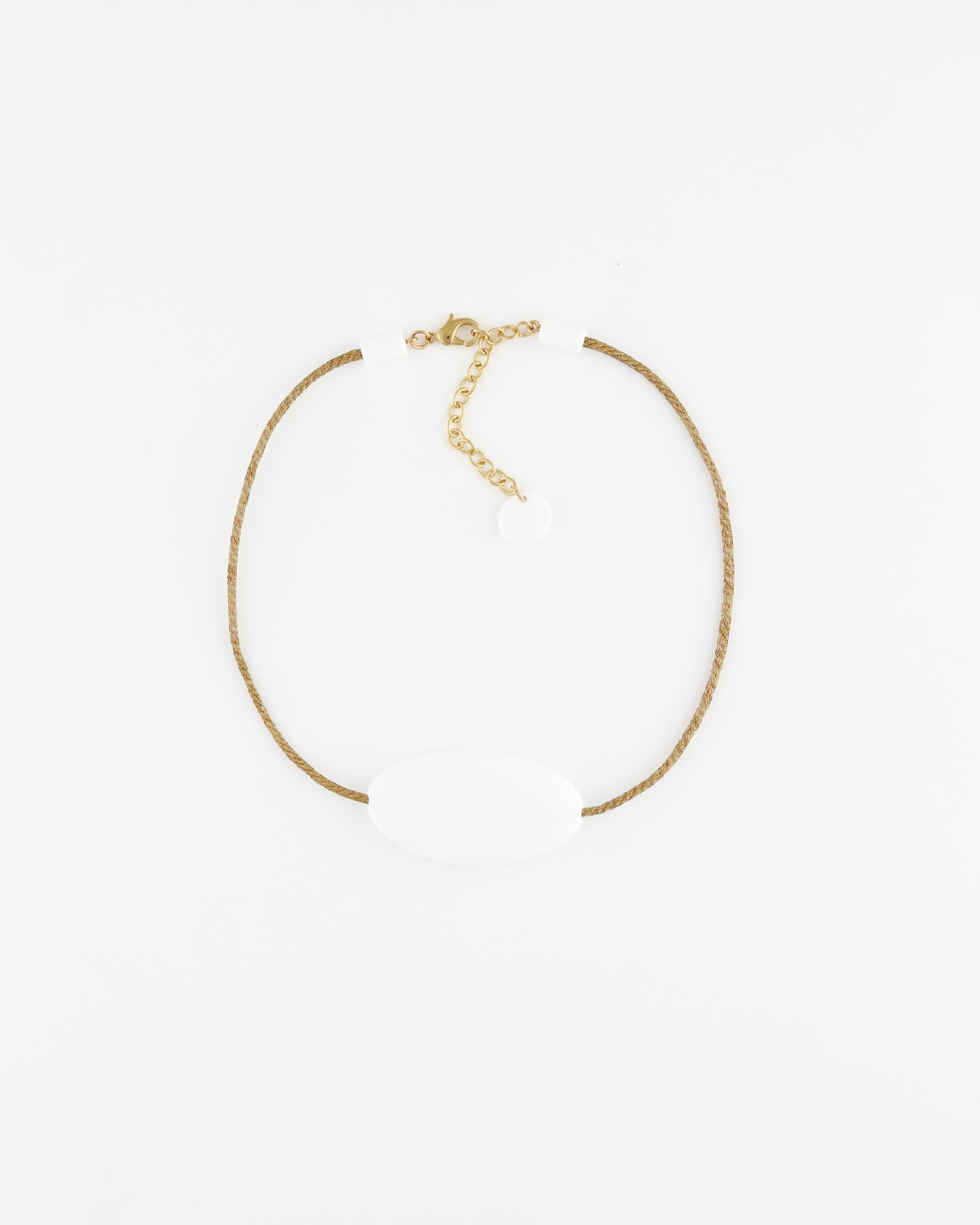 Collana Girocollo Cordone+elemento Ovale Bianco+Tortora Cloud Dancer