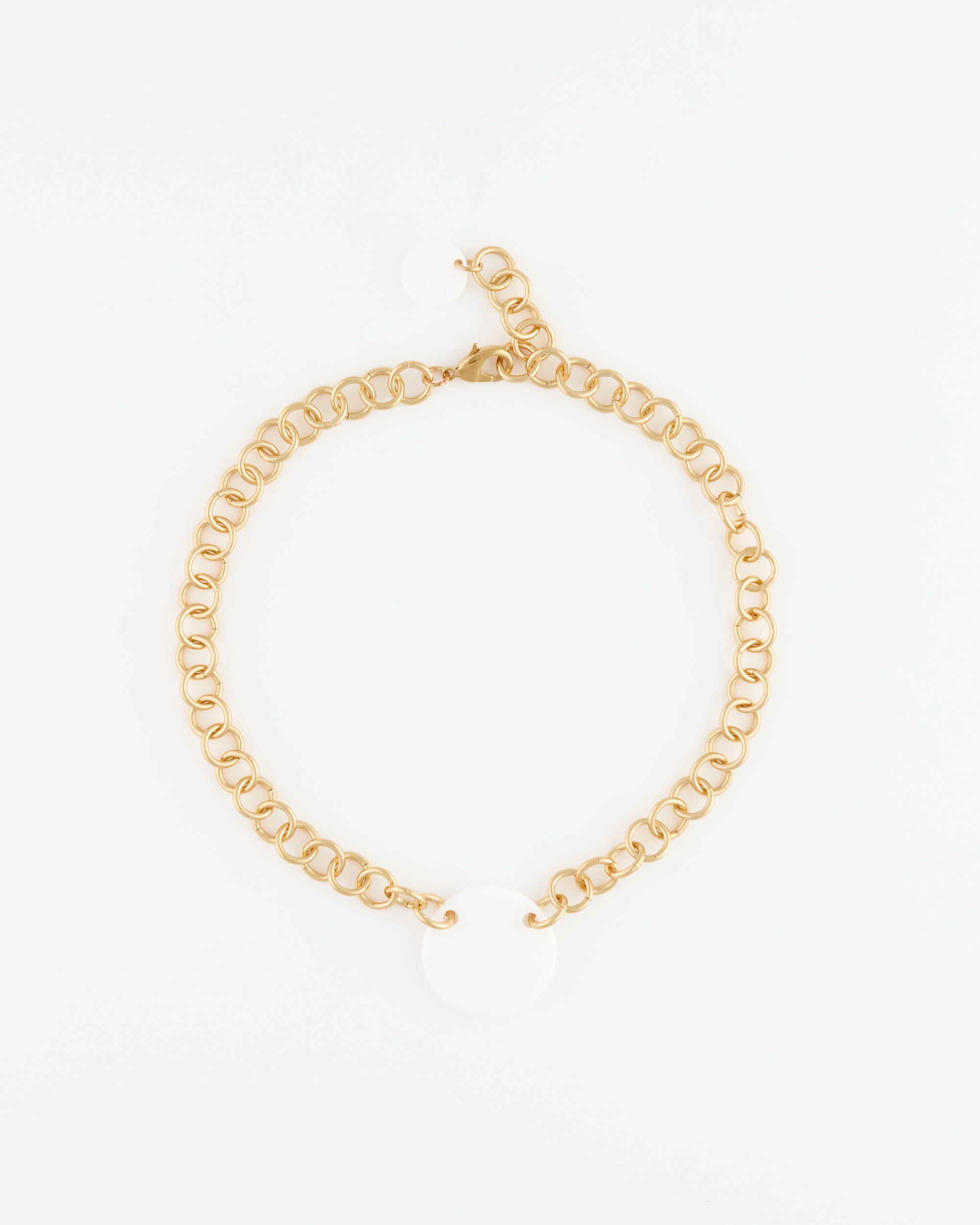 Collana Girocollo Catena oro+ Disco Resina Bianco