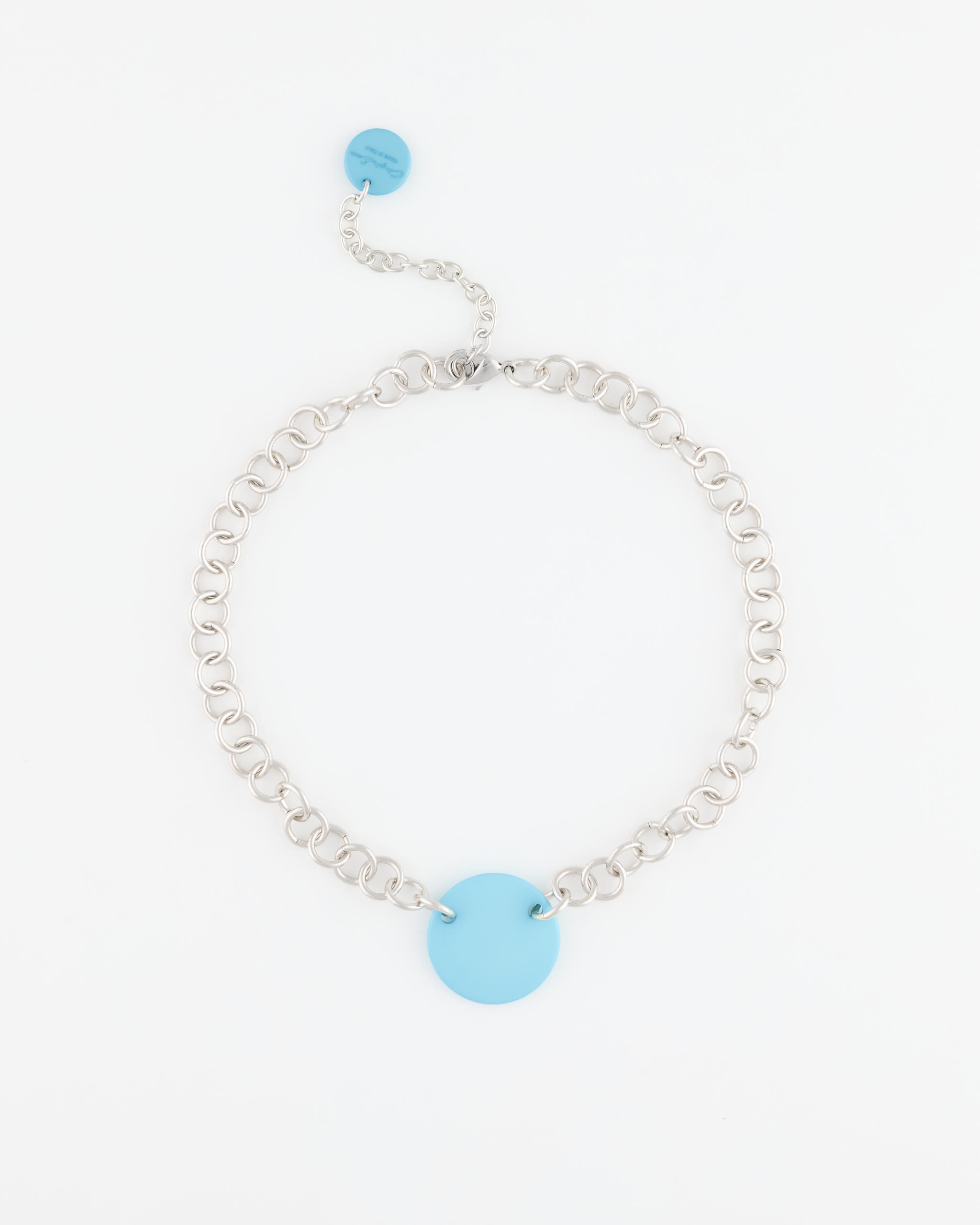 Collana Girocollo Catena Rodio + Disco Resina Turchese